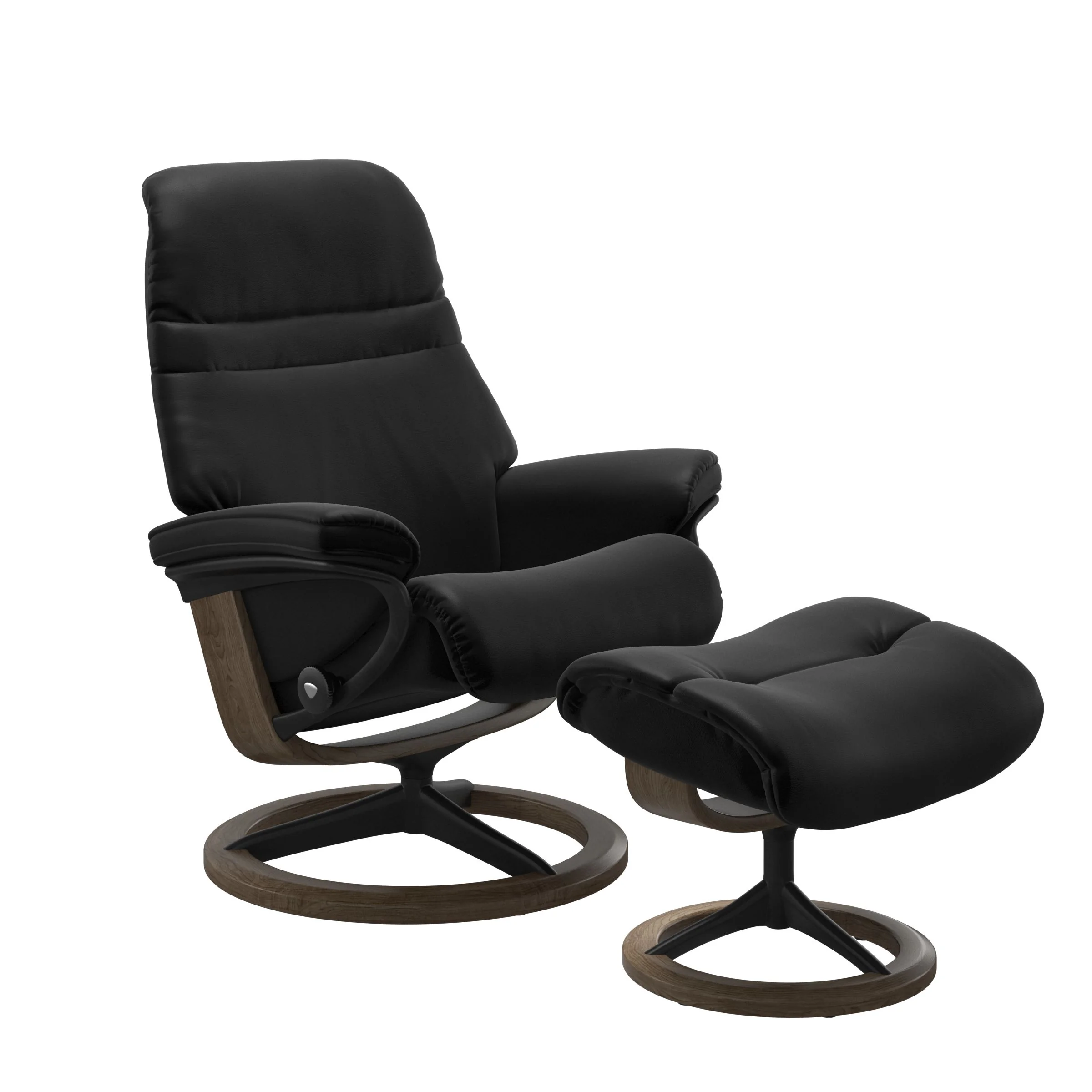 Stressless Sunrise Signature Sessel mit Hocker M Leder Batick Black Mattschwarz