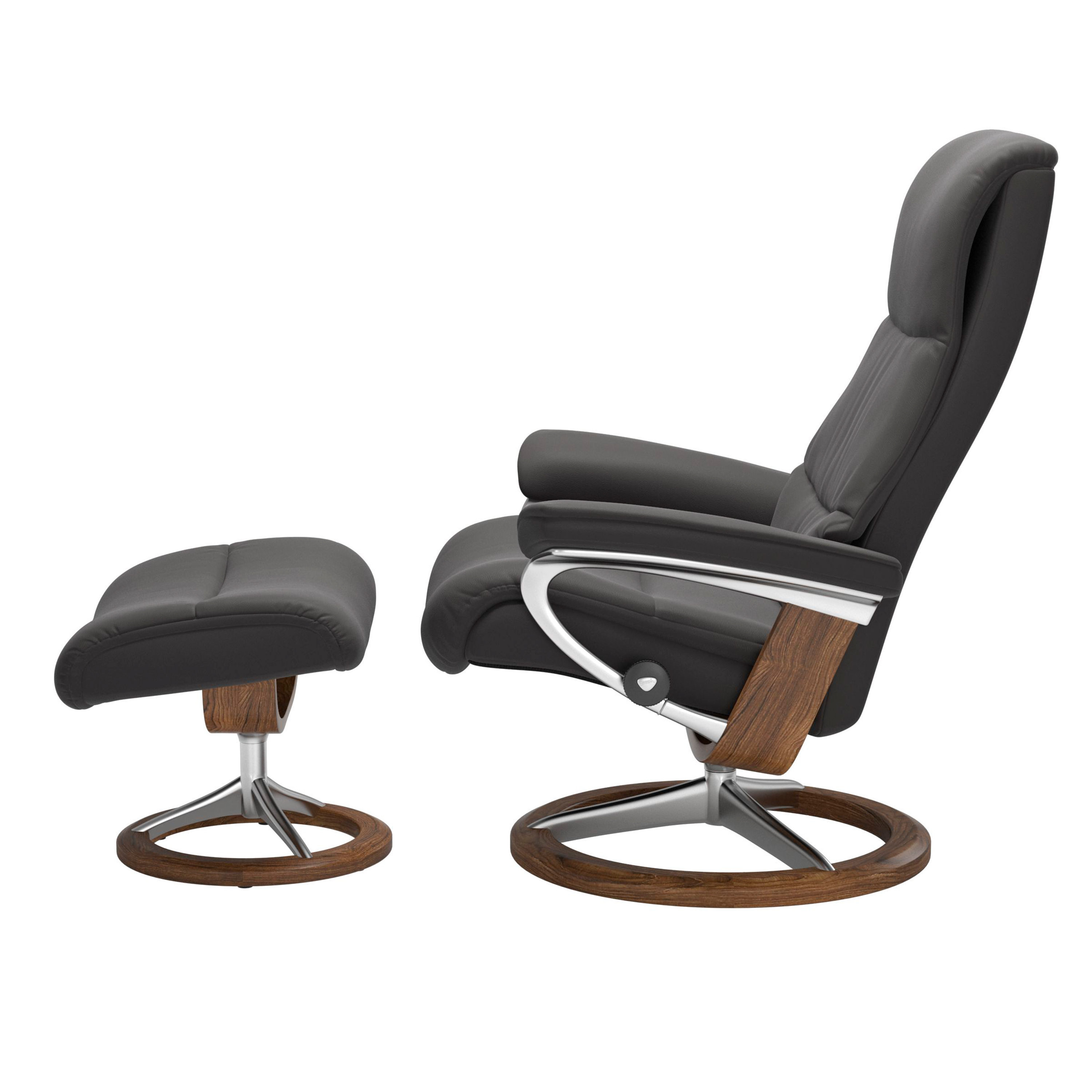 Stressless View Signature Sessel mit Hocker M Leder Paloma Rock Teak Chrom