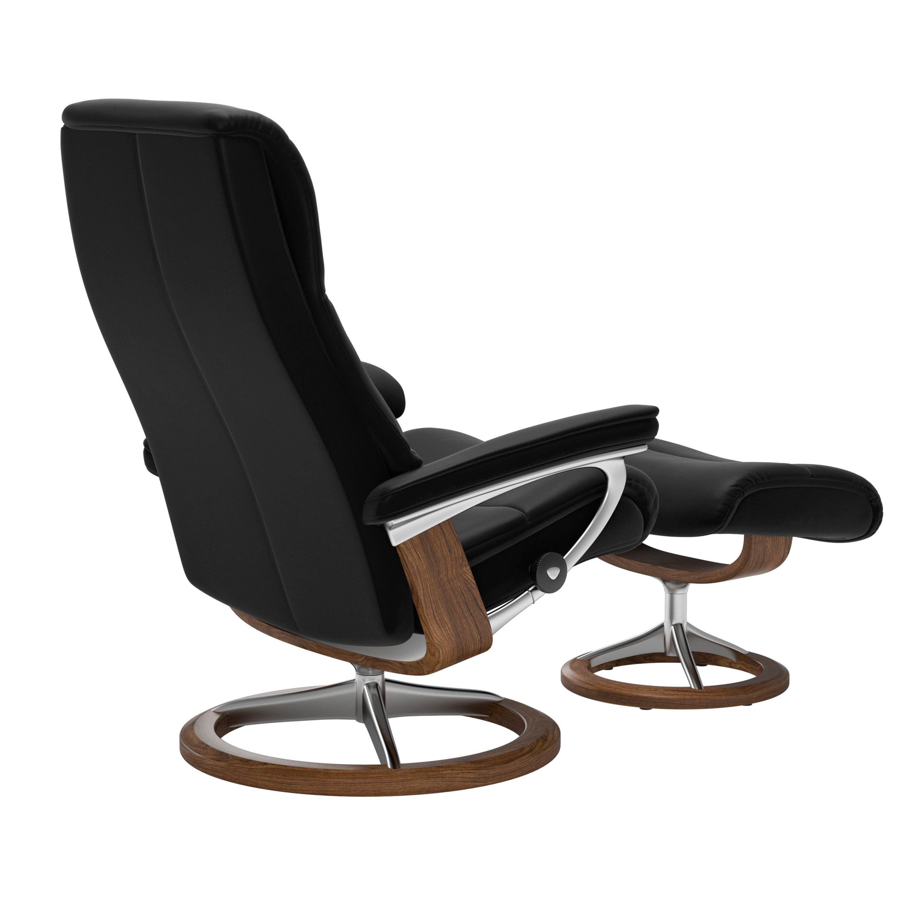 Stressless View Signature Sessel mit Hocker M Leder Paloma Black Teak Chrom