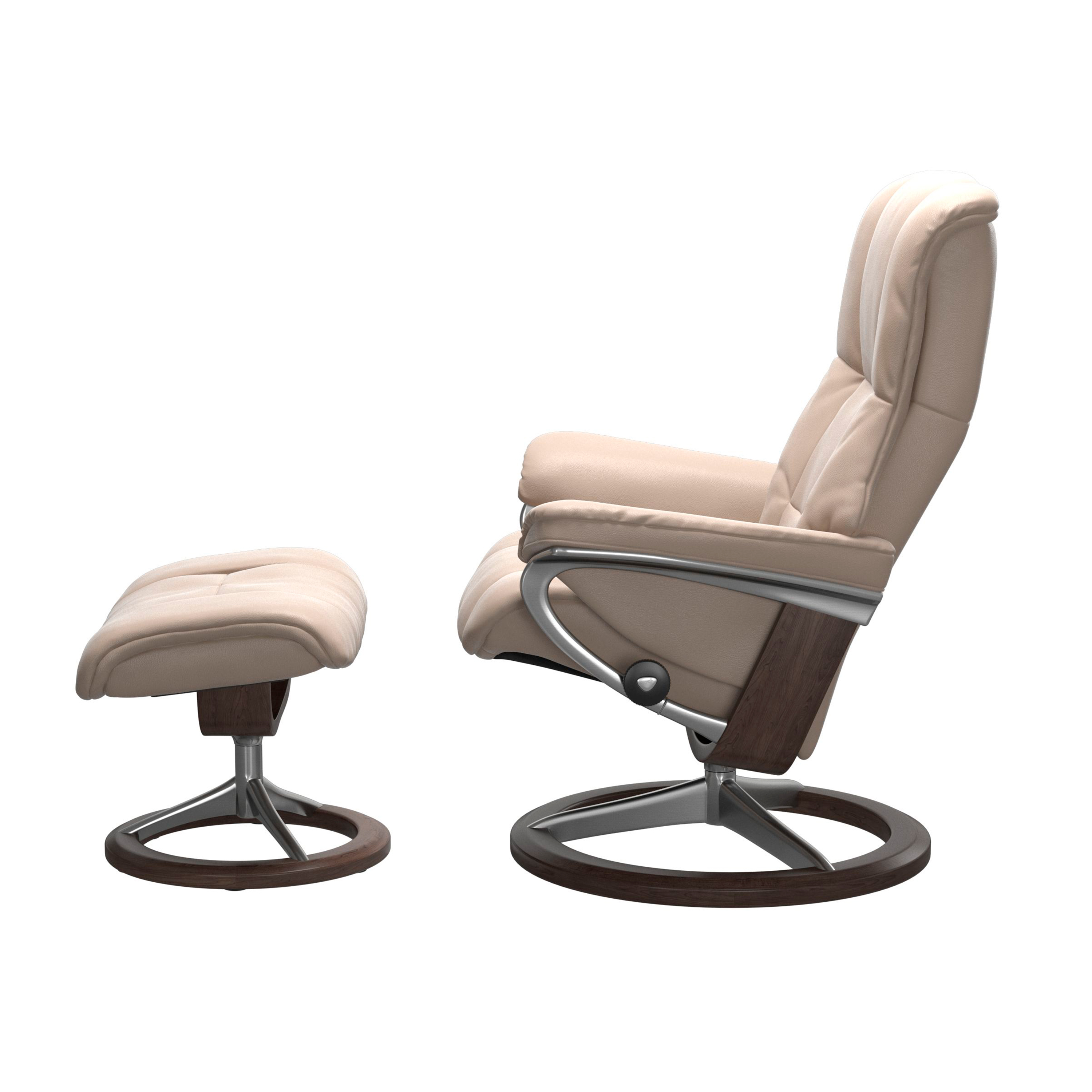Stressless Mayfair Signature Sessel mit Hocker M Leder Cori Vanilla Wenge Chrom