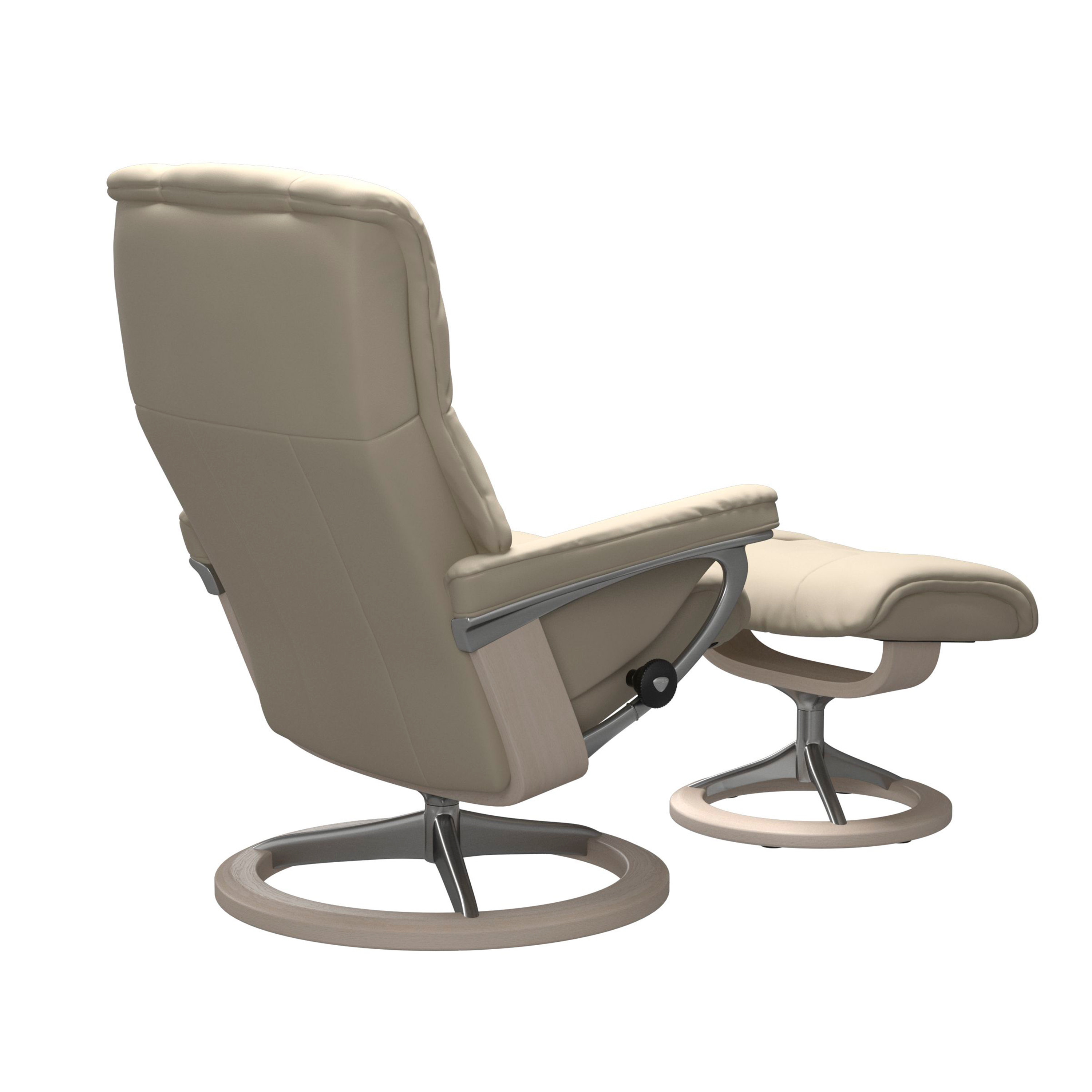 Stressless Mayfair Signature Sessel mit Hocker M Leder Batick Cream Whitewash Chrom