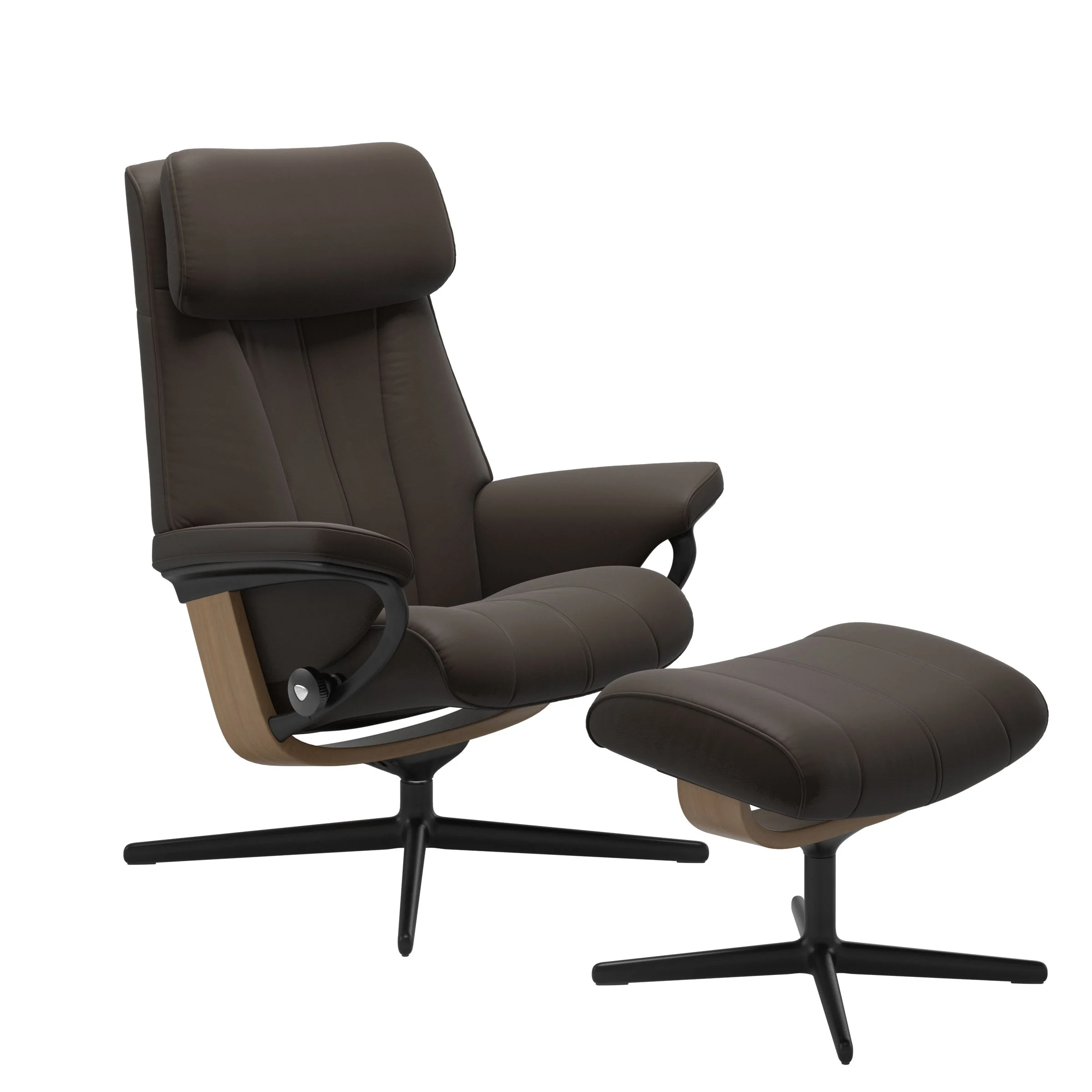 Stressless Paul Cross Sessel mit Hocker M Leder Batick Eiche Mattschwarz
