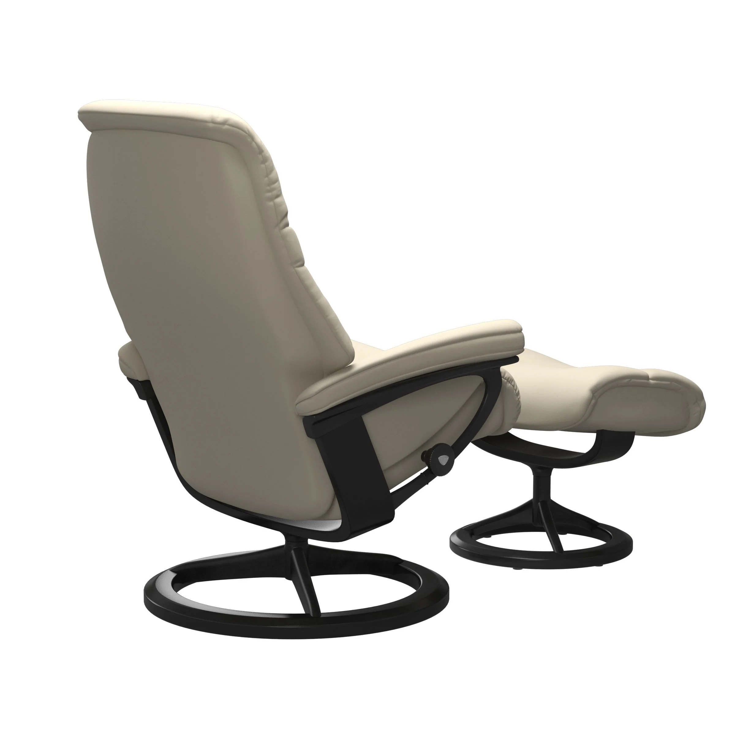 Stressless Sunrise Signature Sessel mit Hocker M Leder Batick Cream Schwarz Mattschwarz