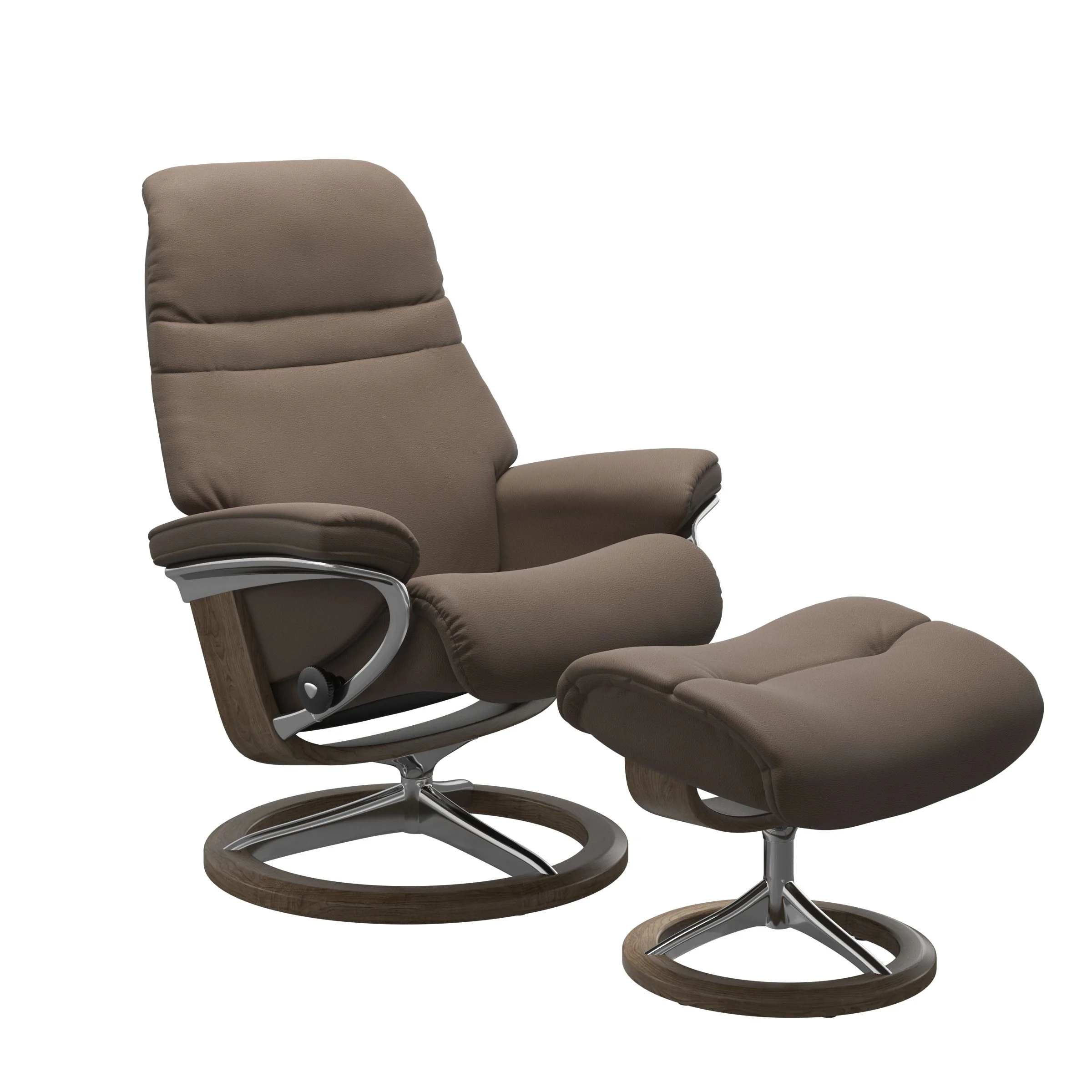 Stressless Sunrise Signature Sessel mit Hocker M Leder Batick Mole Chrom