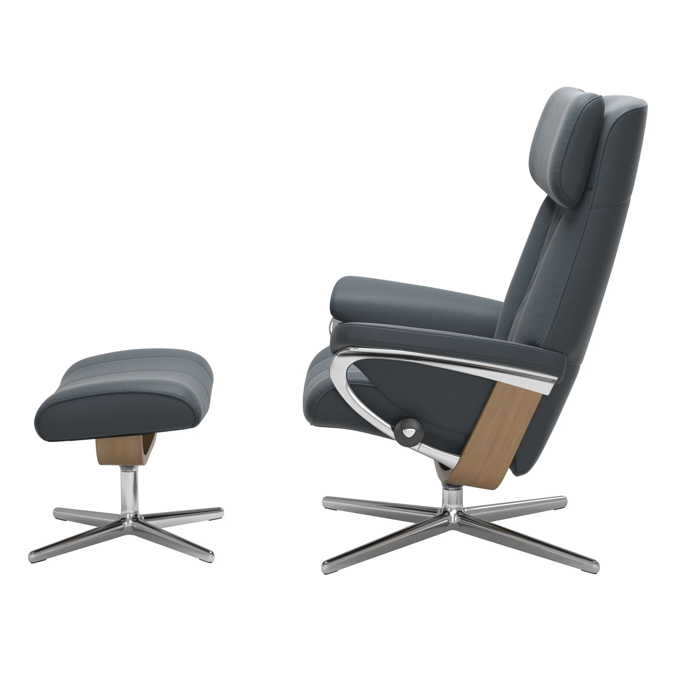 Stressless Paul Cross Sessel mit Hocker M Leder Batick Eiche Chrom