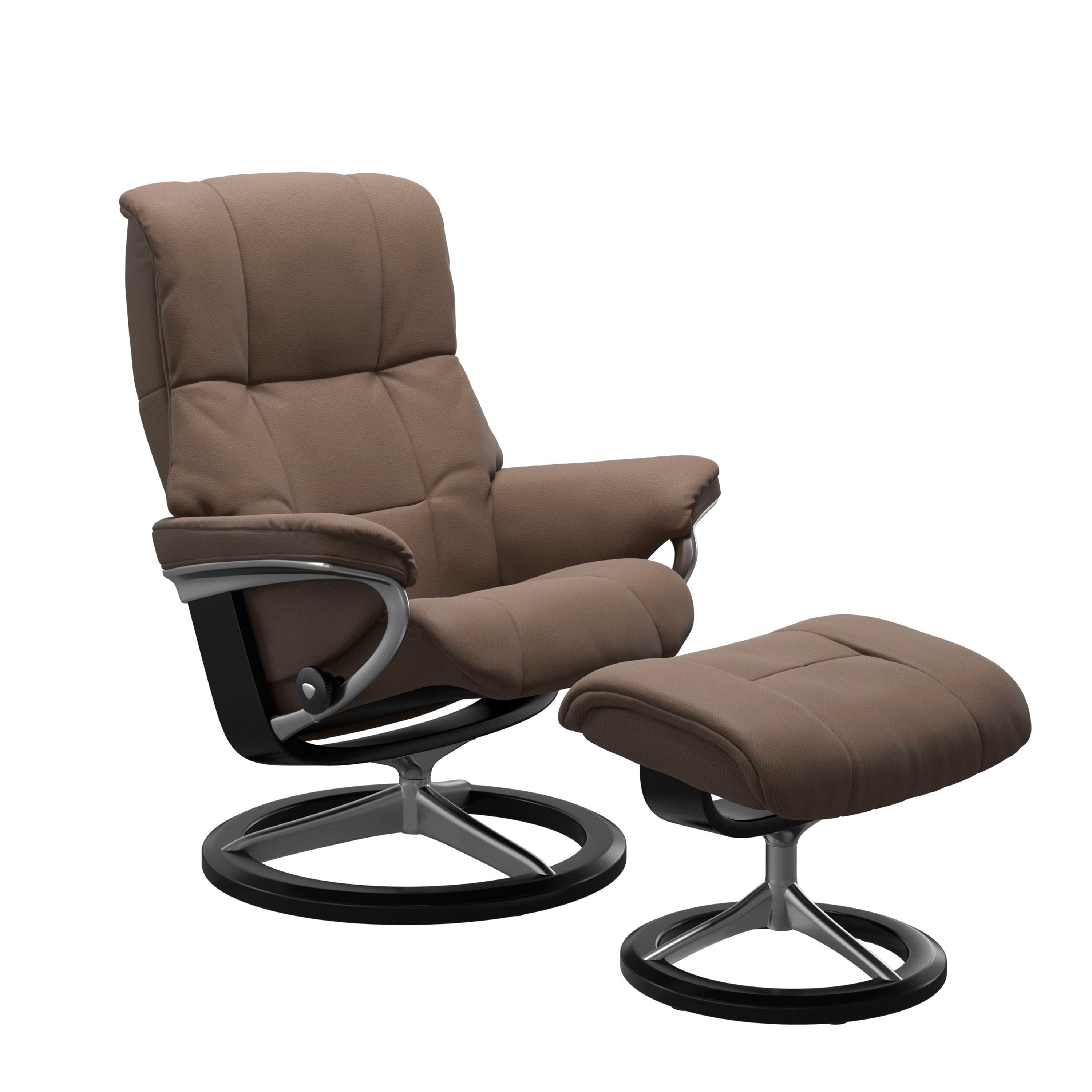 Stressless Mayfair Signature Sessel mit Hocker M Leder Batick Mole Schwarz Chrom