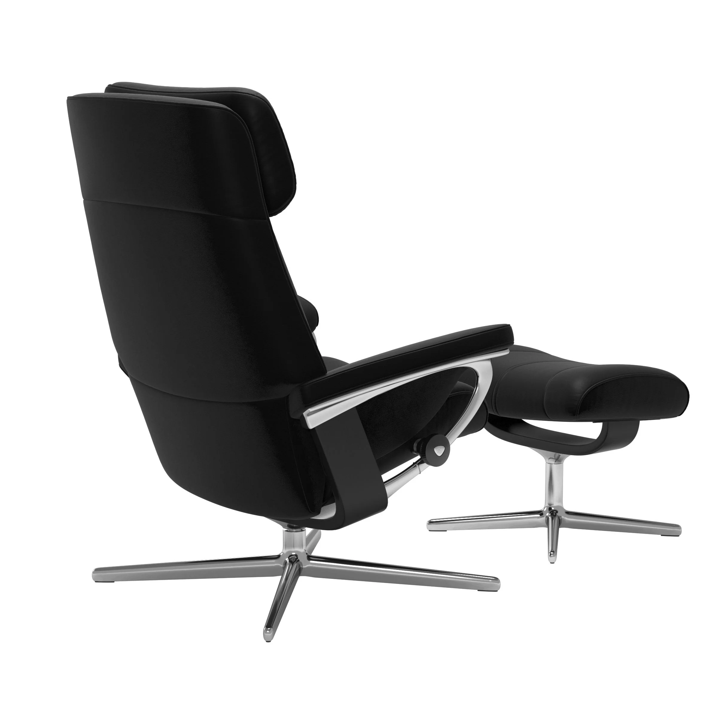 Stressless Paul Cross Sessel mit Hocker M Leder Batick Black Schwarz Chrom