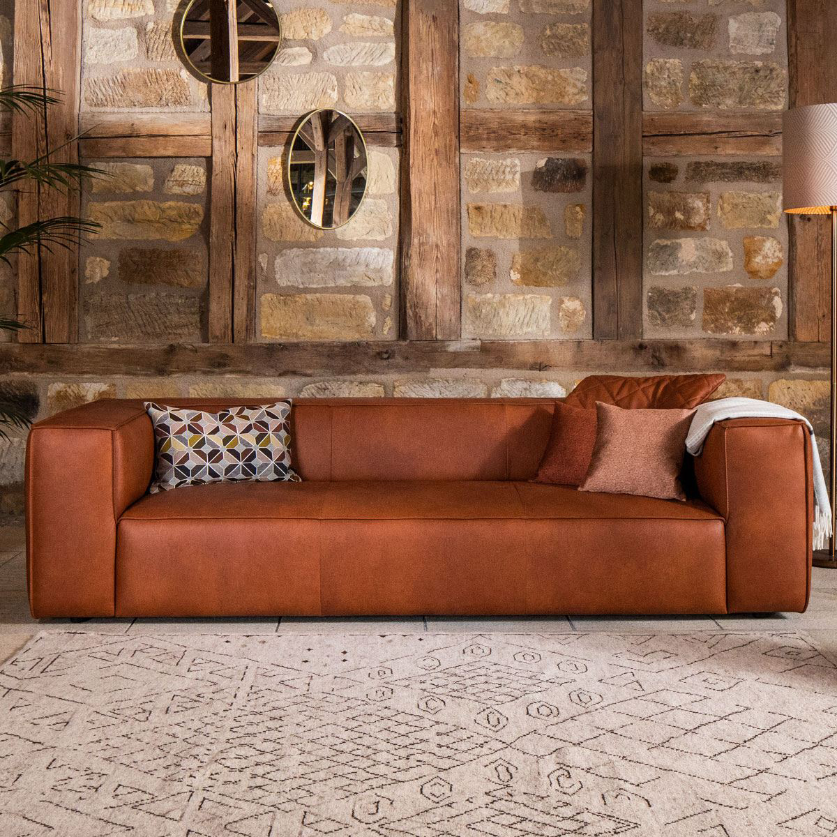 Willi Schillig Sofa 3-Sitzer Around The Block Cognac