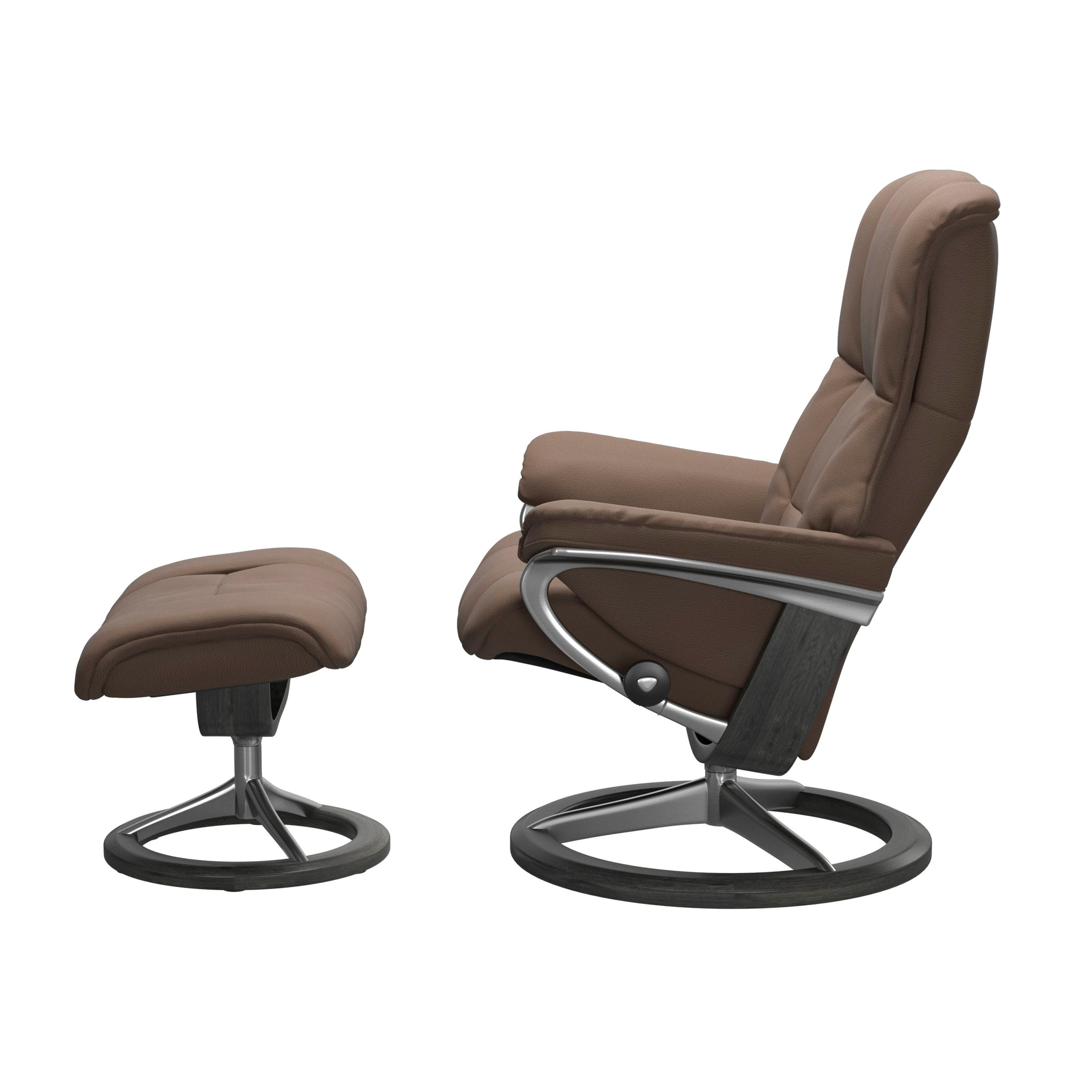 Stressless Mayfair Signature Sessel mit Hocker M Leder Batick Mole Grau Chrom