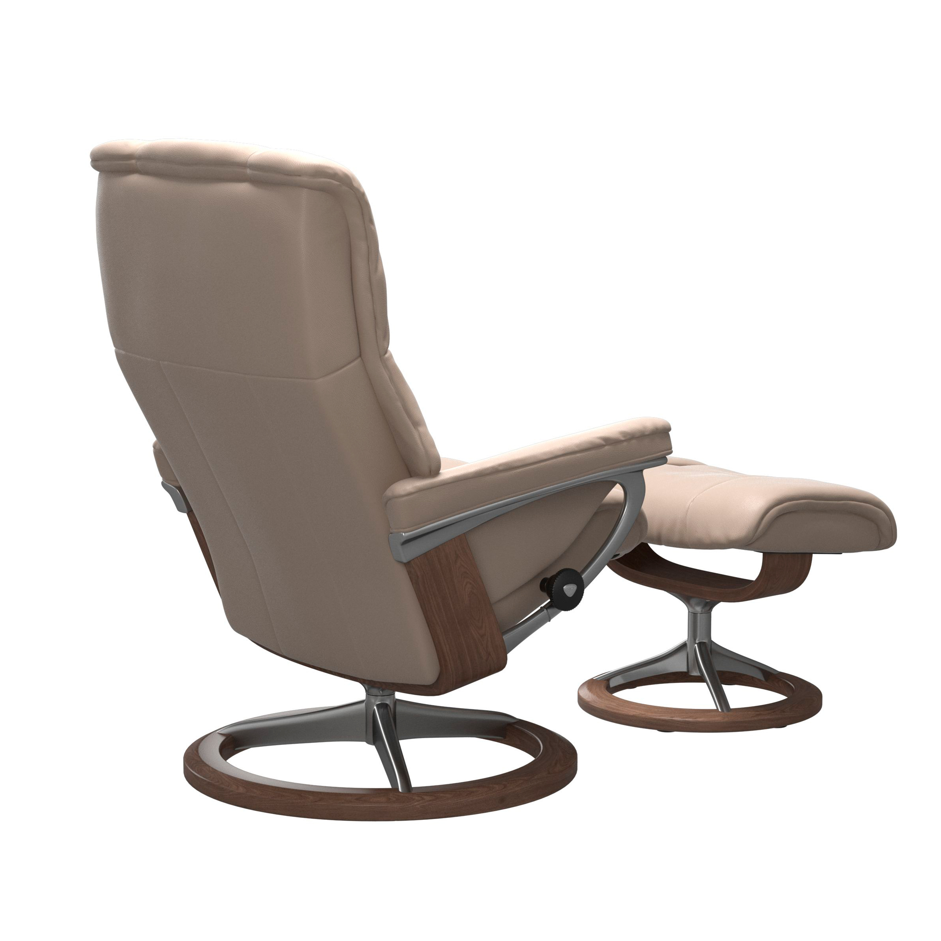 Stressless Mayfair Signature Sessel mit Hocker M Leder Cori Vanilla Walnuss Chrom