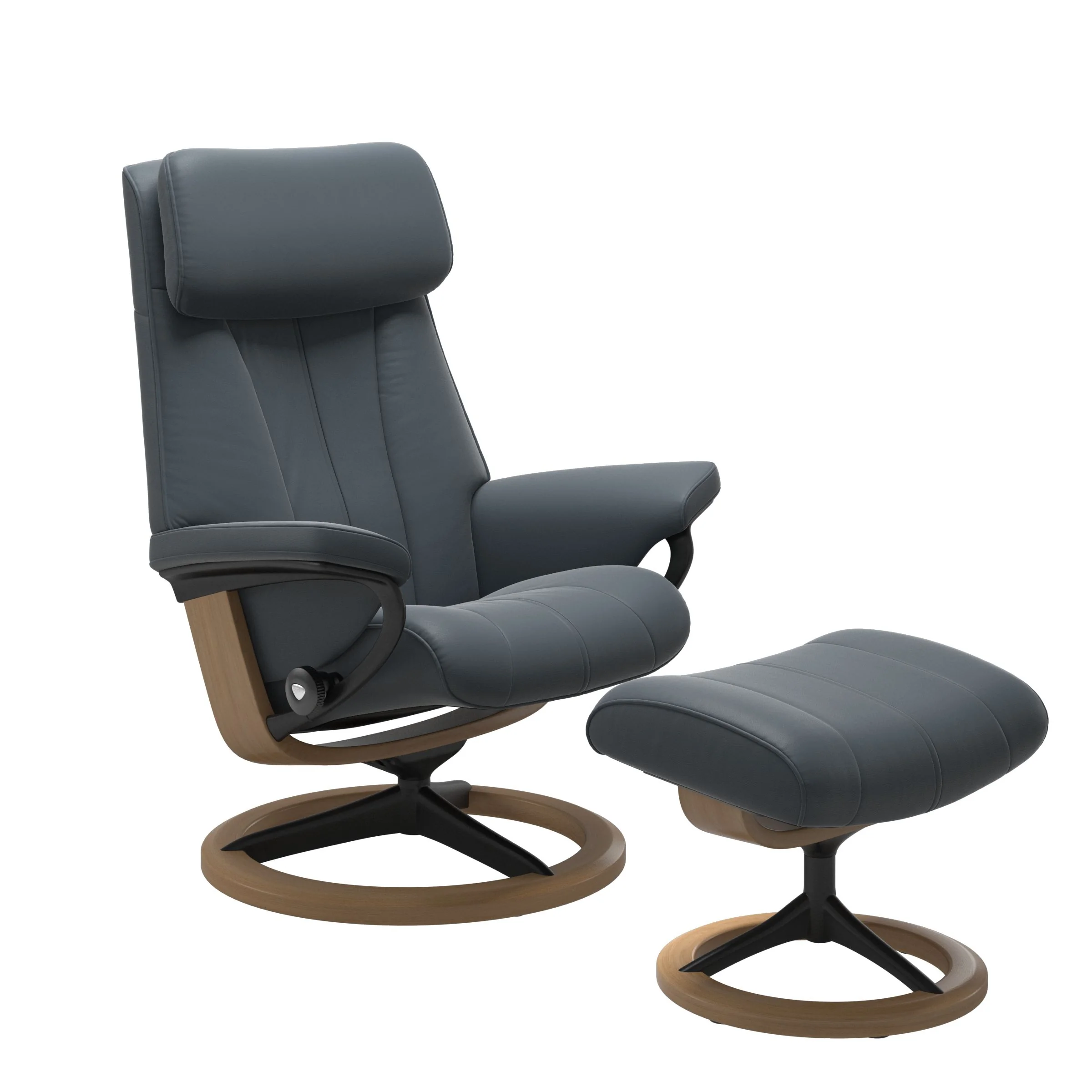 Stressless Paul Signature Sessel mit Hocker M Leder Batick Eiche Mattschwarz