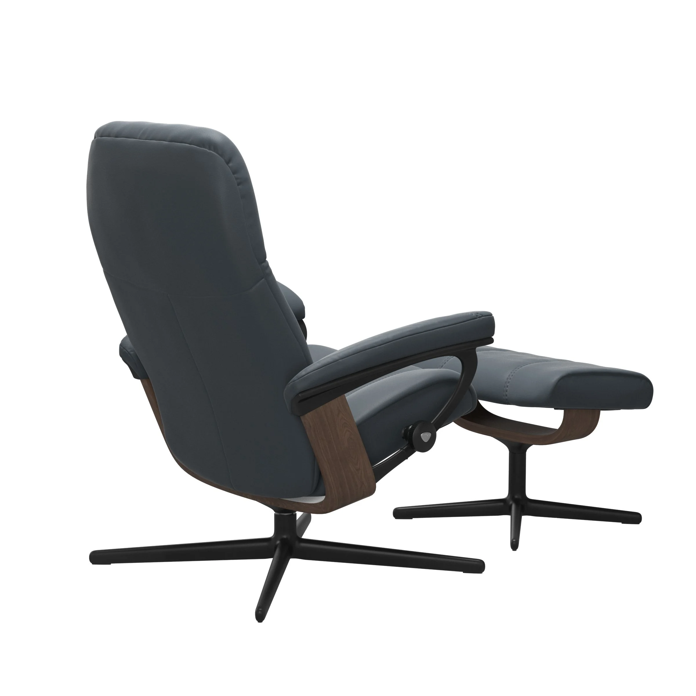 Stressless Consul Cross Sessel mit Hocker M Leder Batick Walnuss Mattschwarz