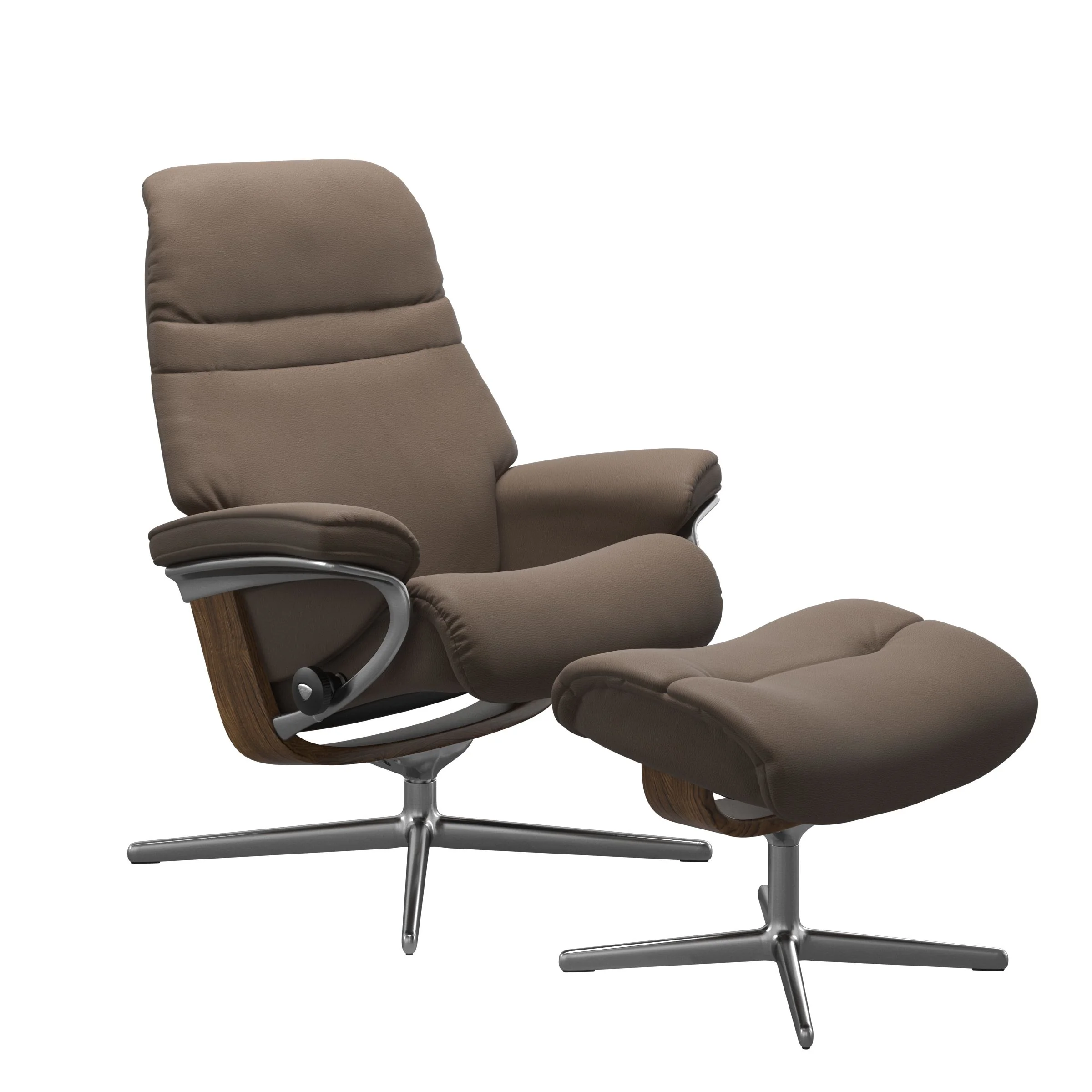 Stressless Sunrise Cross Sessel mit Hocker M Leder Batick Mole Teak Chrom
