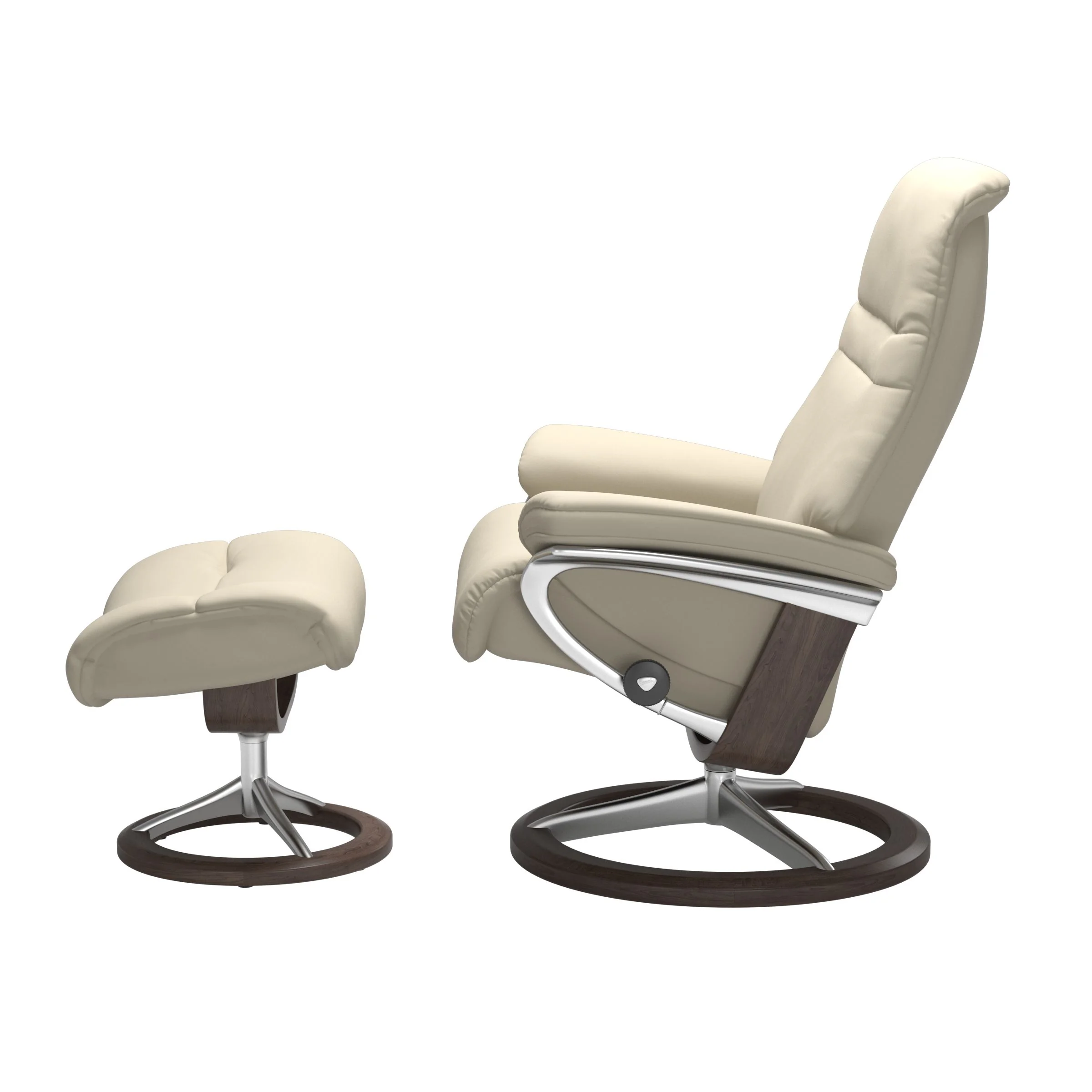 Stressless Sunrise Signature Sessel mit Hocker M Leder Batick Cream Wenge Chrom