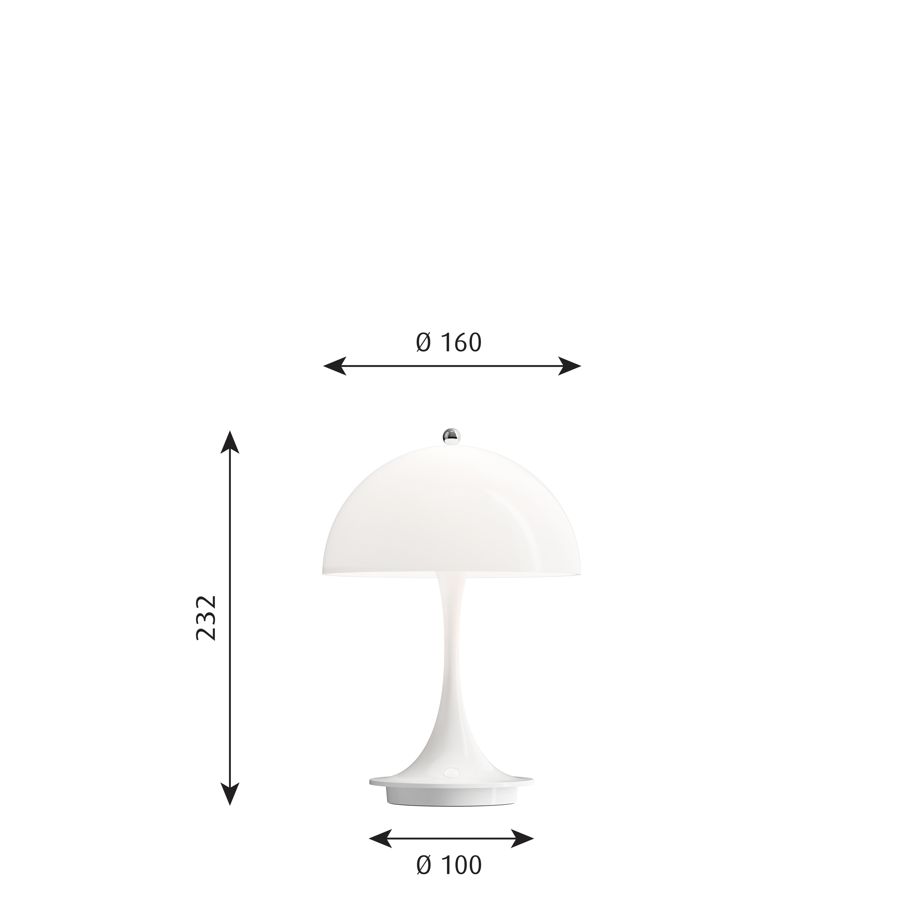 Louis Poulsen Tischleuchte Panthella 160 Portable V2 Opal