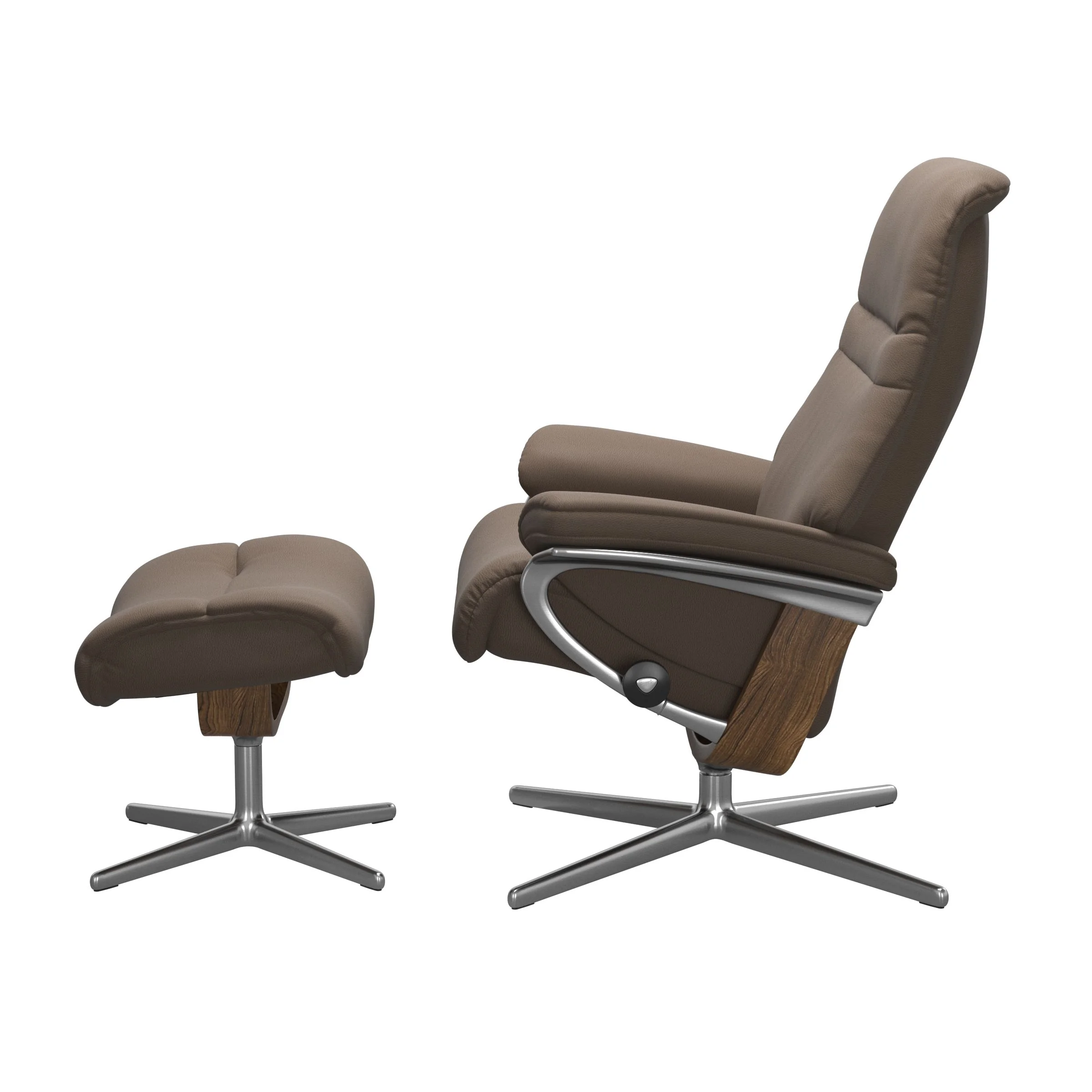 Stressless Sunrise Cross Sessel mit Hocker M Leder Batick Mole Teak Chrom