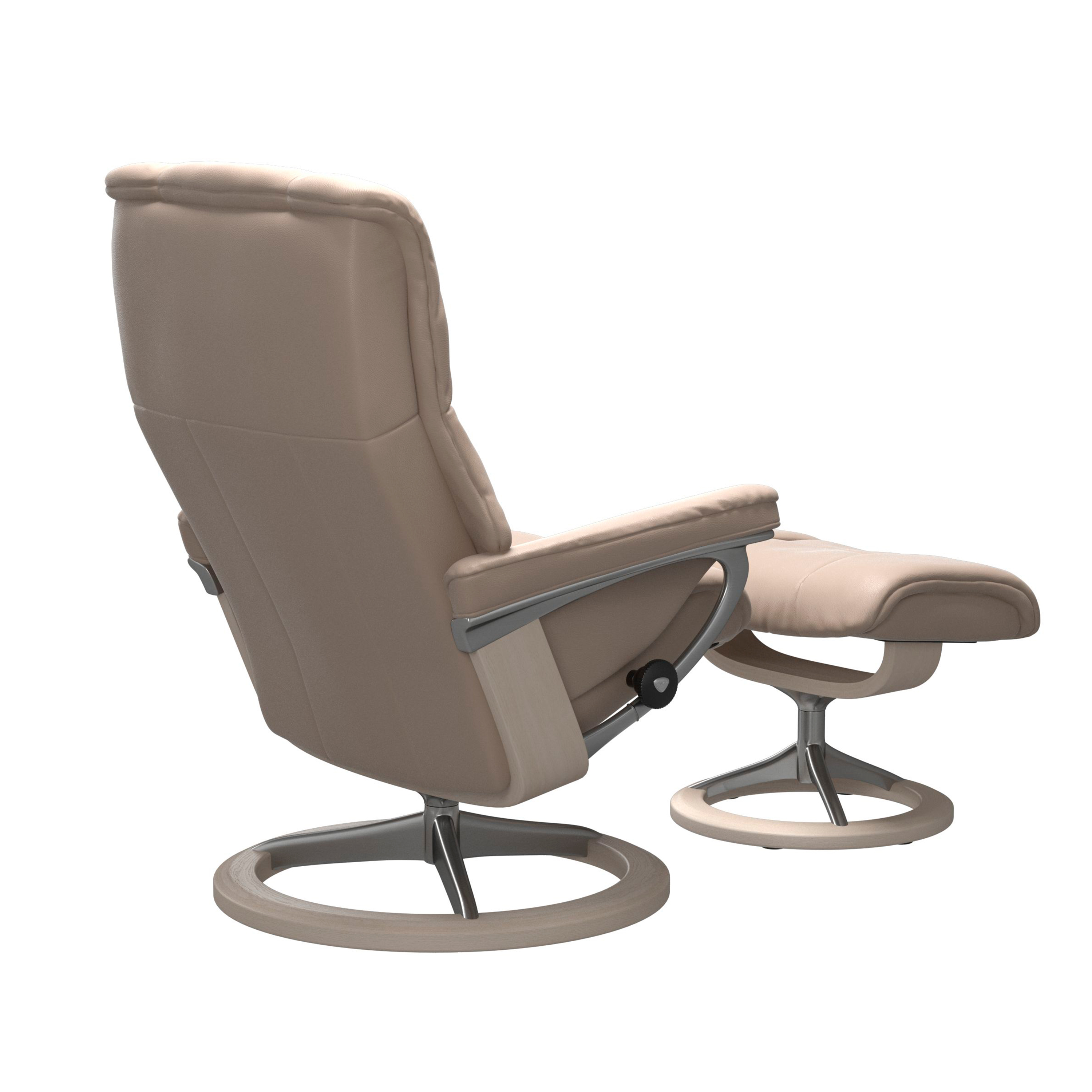 Stressless Mayfair Signature Sessel mit Hocker M Leder Cori Vanilla Whitewash Chrom