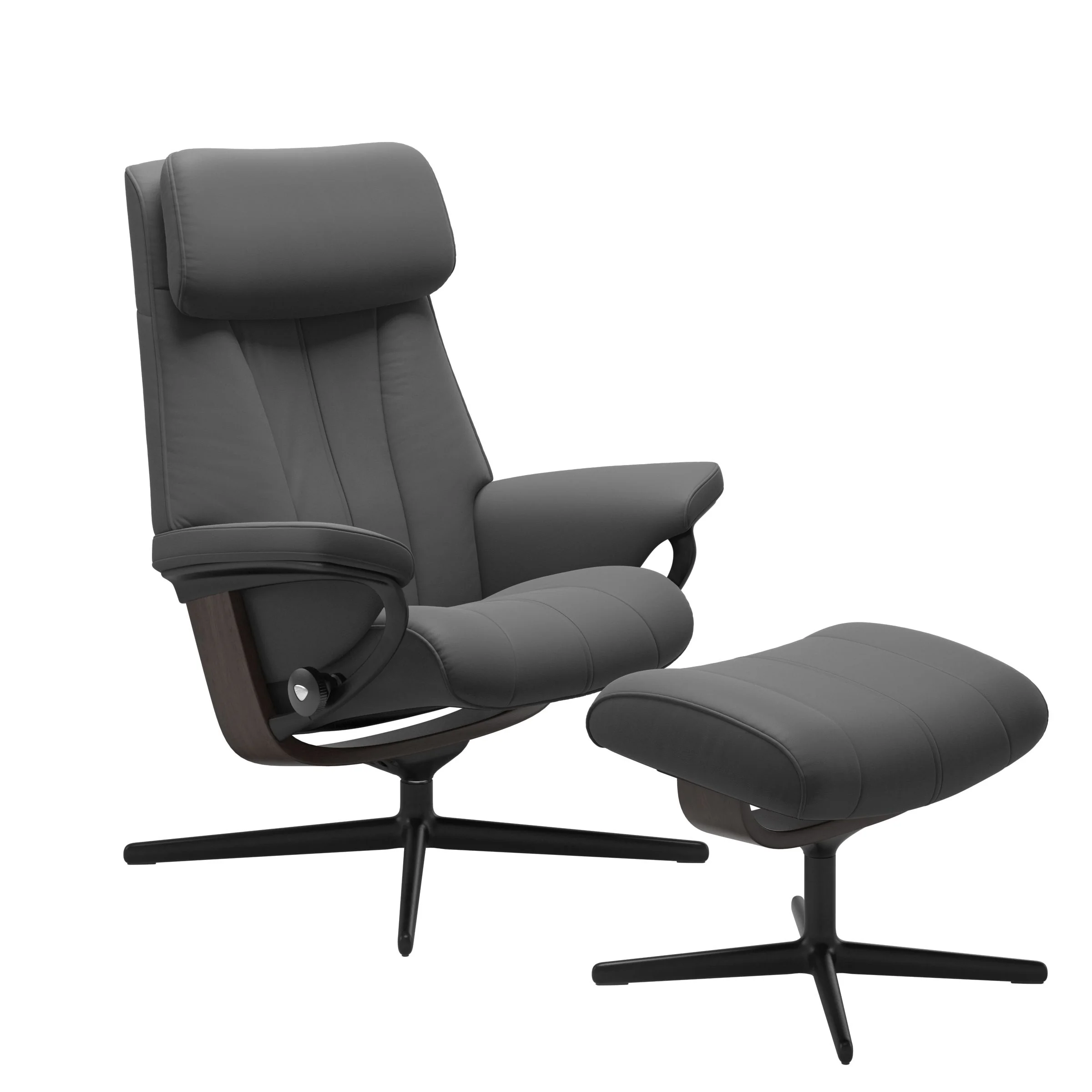 Stressless Paul Cross Sessel mit Hocker M Leder Batick Wenge Mattschwarz