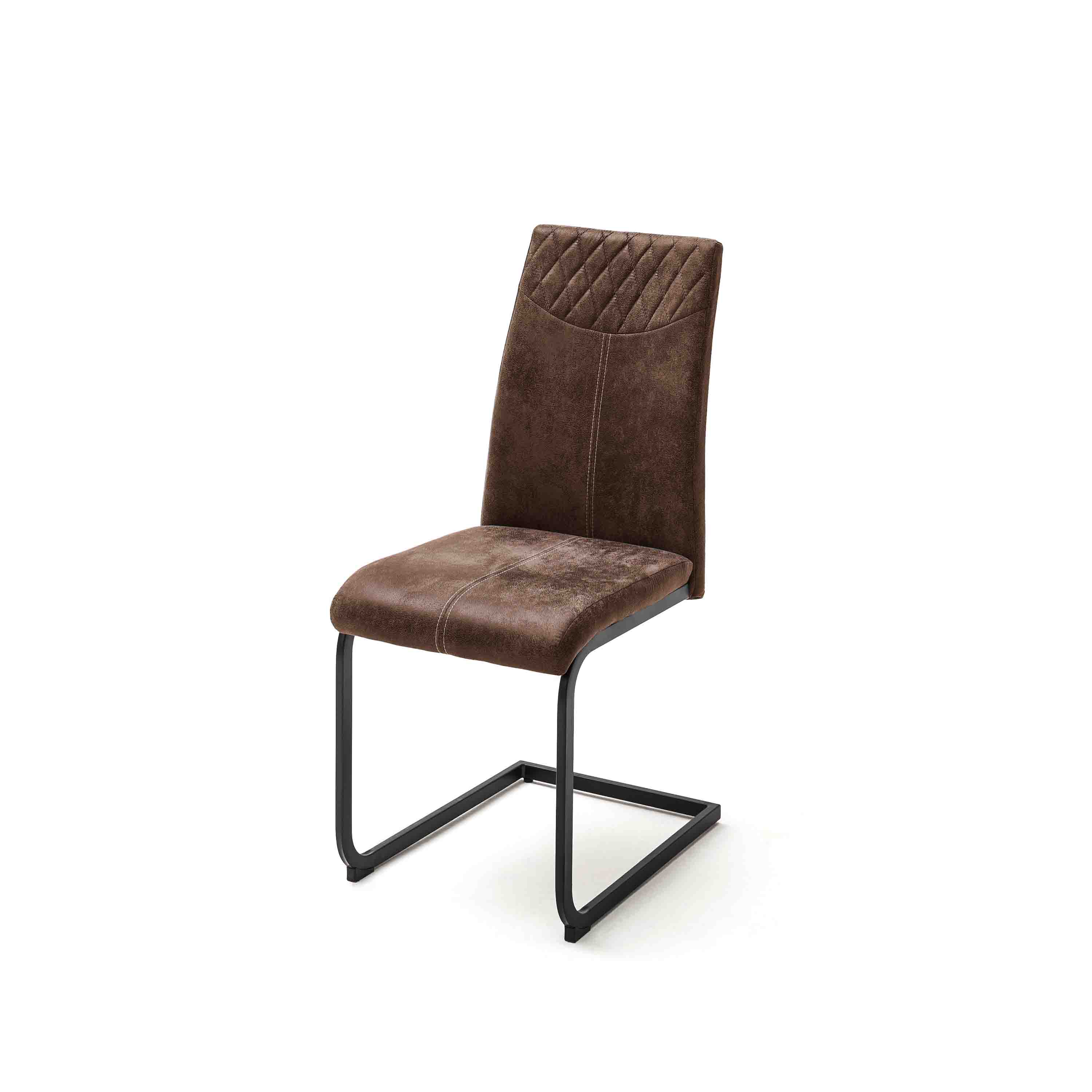 MCA Furniture Schwingstuhl Aosta 4er-Set mit Stoffbezug Braun