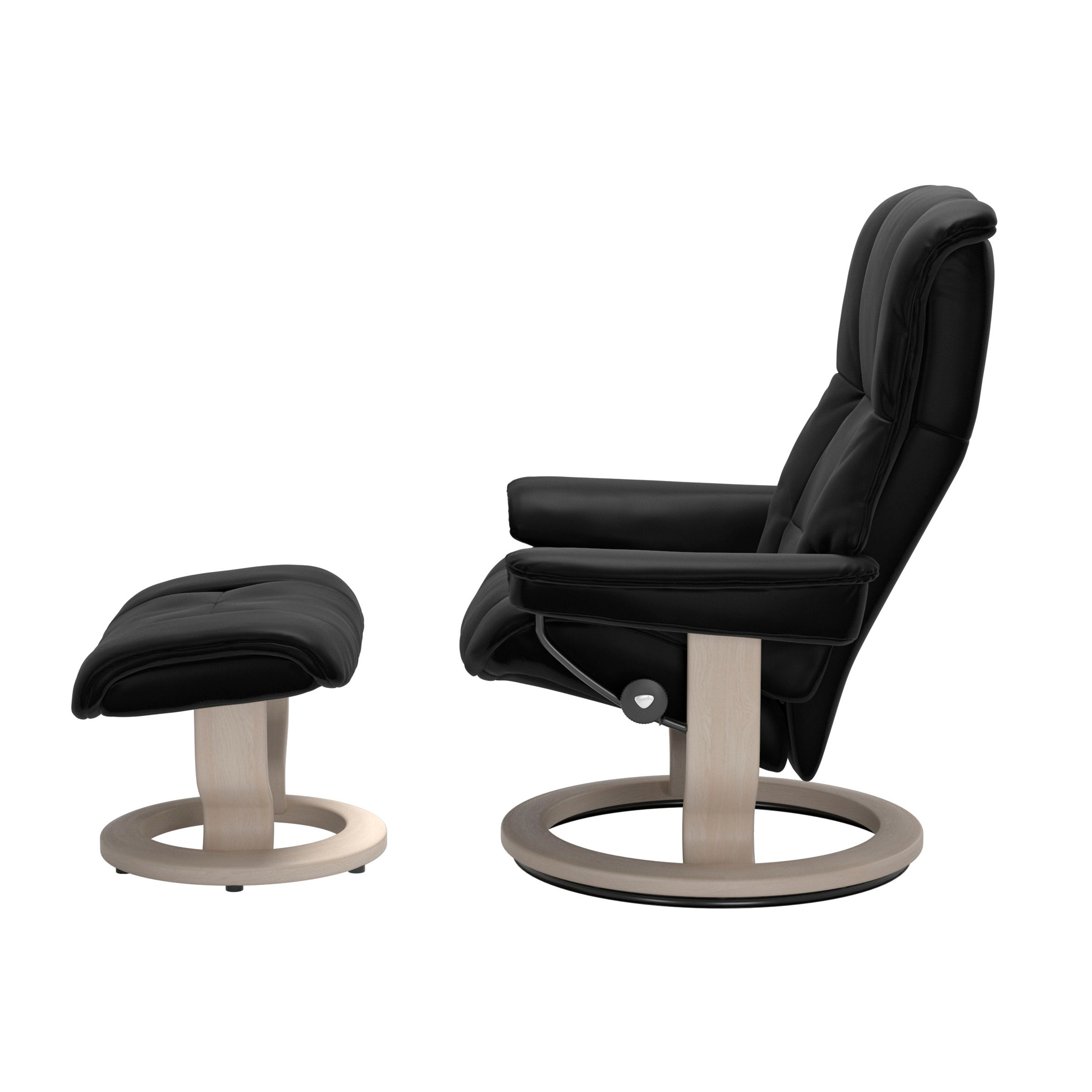 Stressless Mayfair Classic Sessel mit Hocker M Leder Batick Black Whitewash 