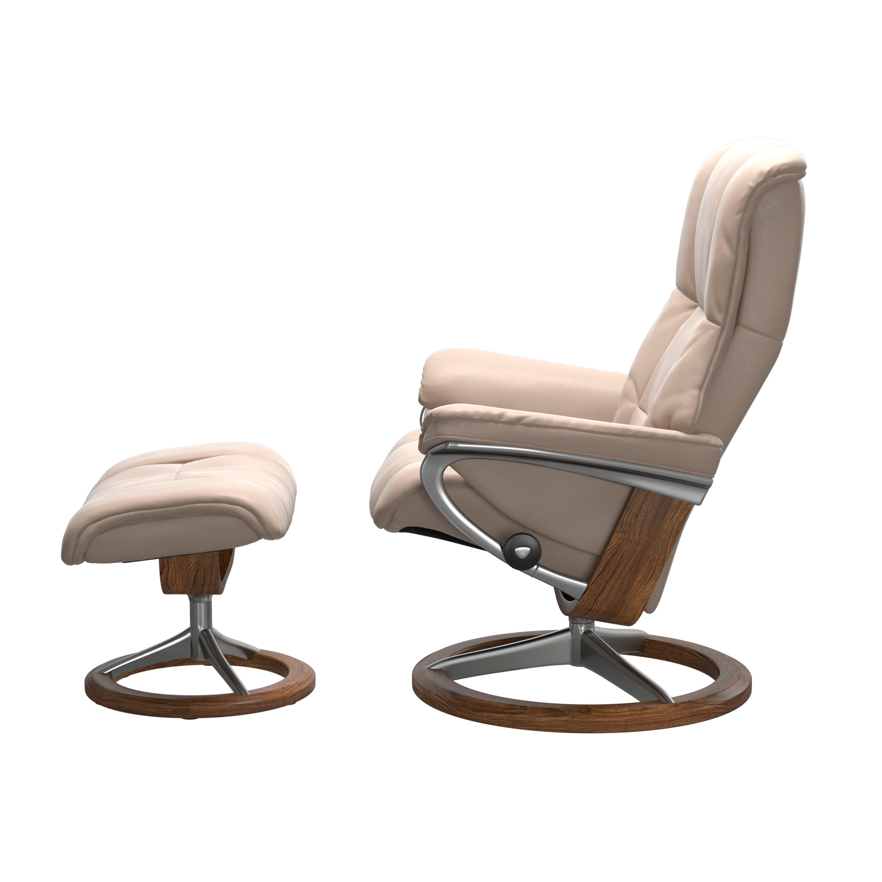 Stressless Mayfair Signature Sessel mit Hocker M Leder Cori Vanilla Teak Chrom