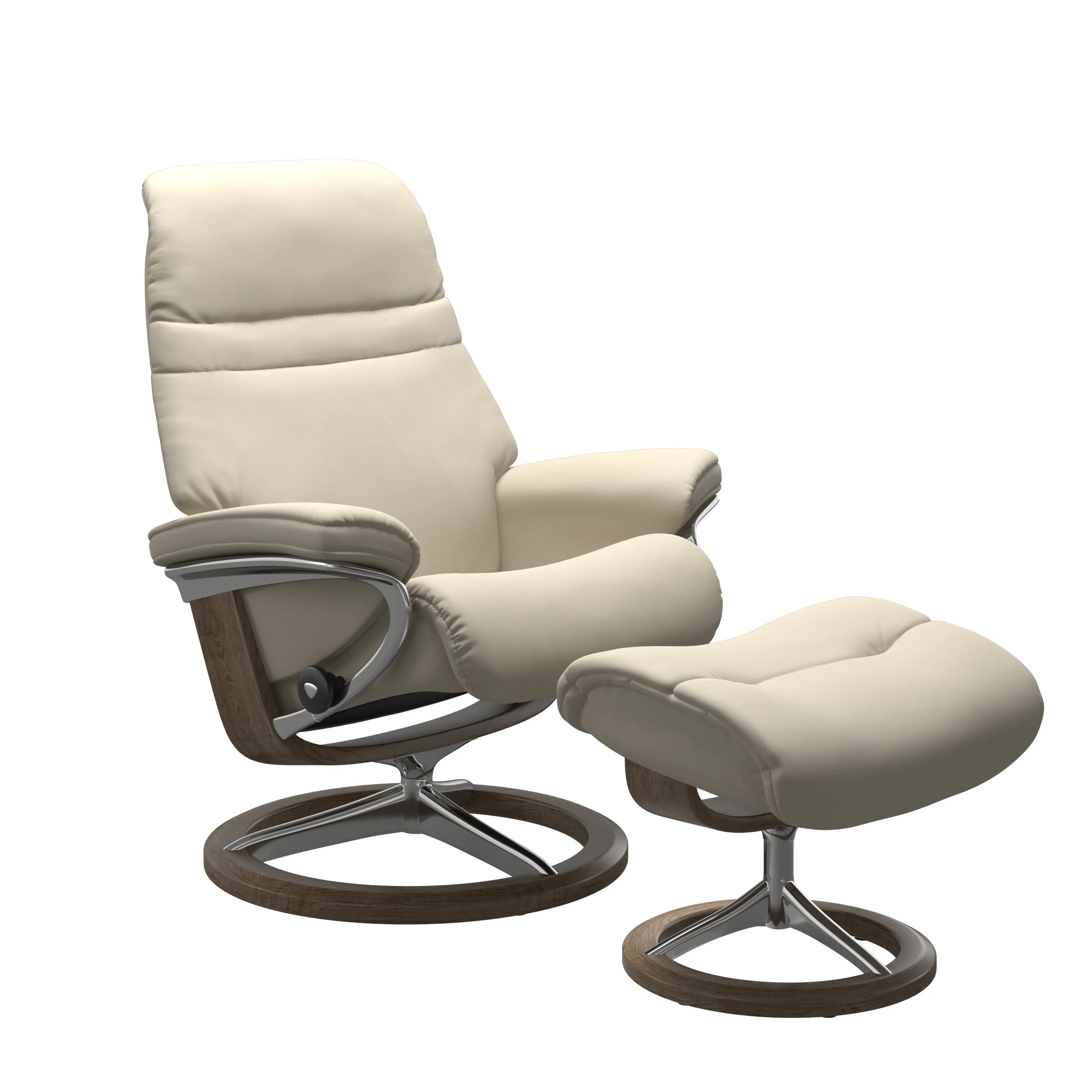Stressless Sunrise Signature Sessel mit Hocker M Leder Batick Cream Chrom