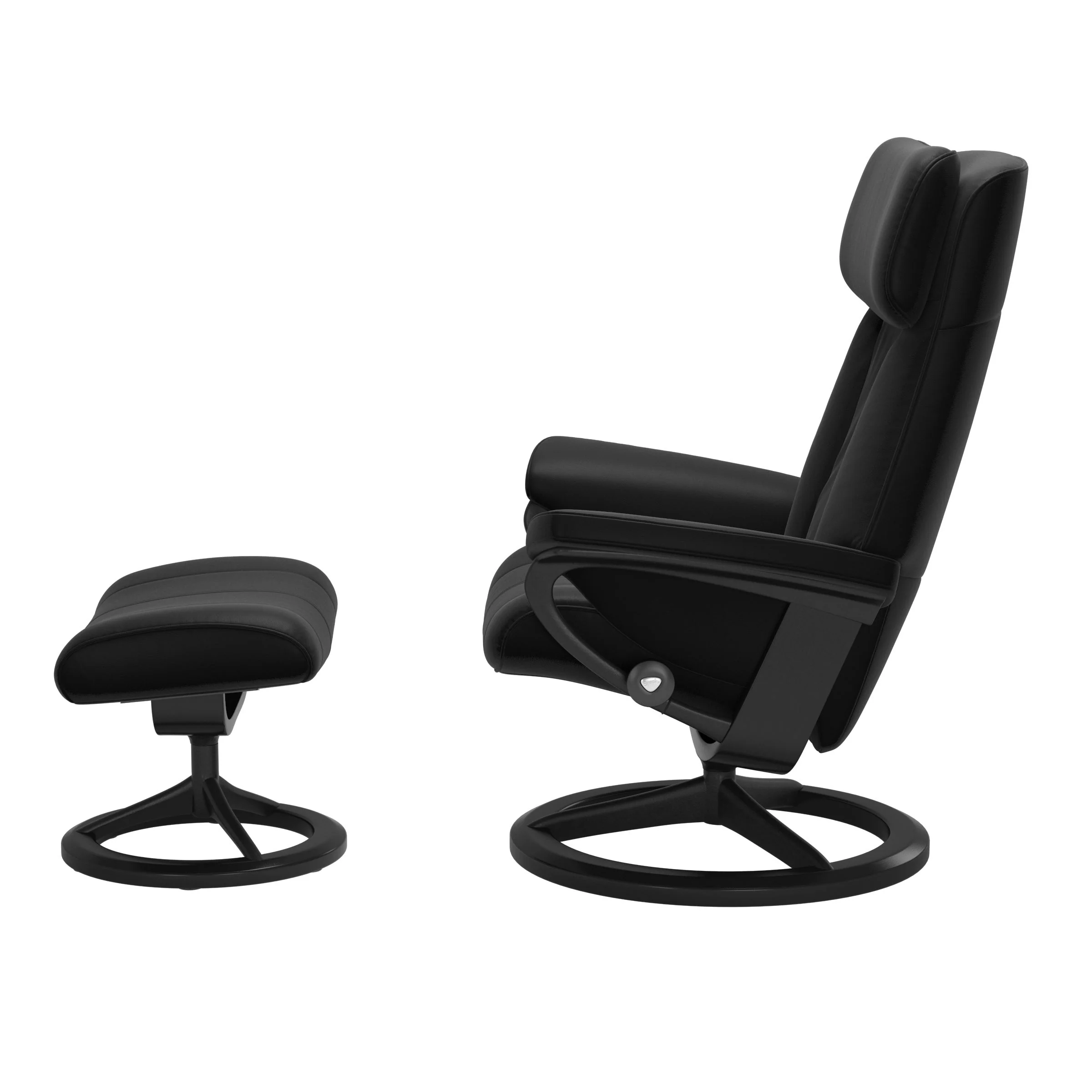 Stressless Paul Signature Sessel mit Hocker M Leder Batick Black Schwarz Mattschwarz