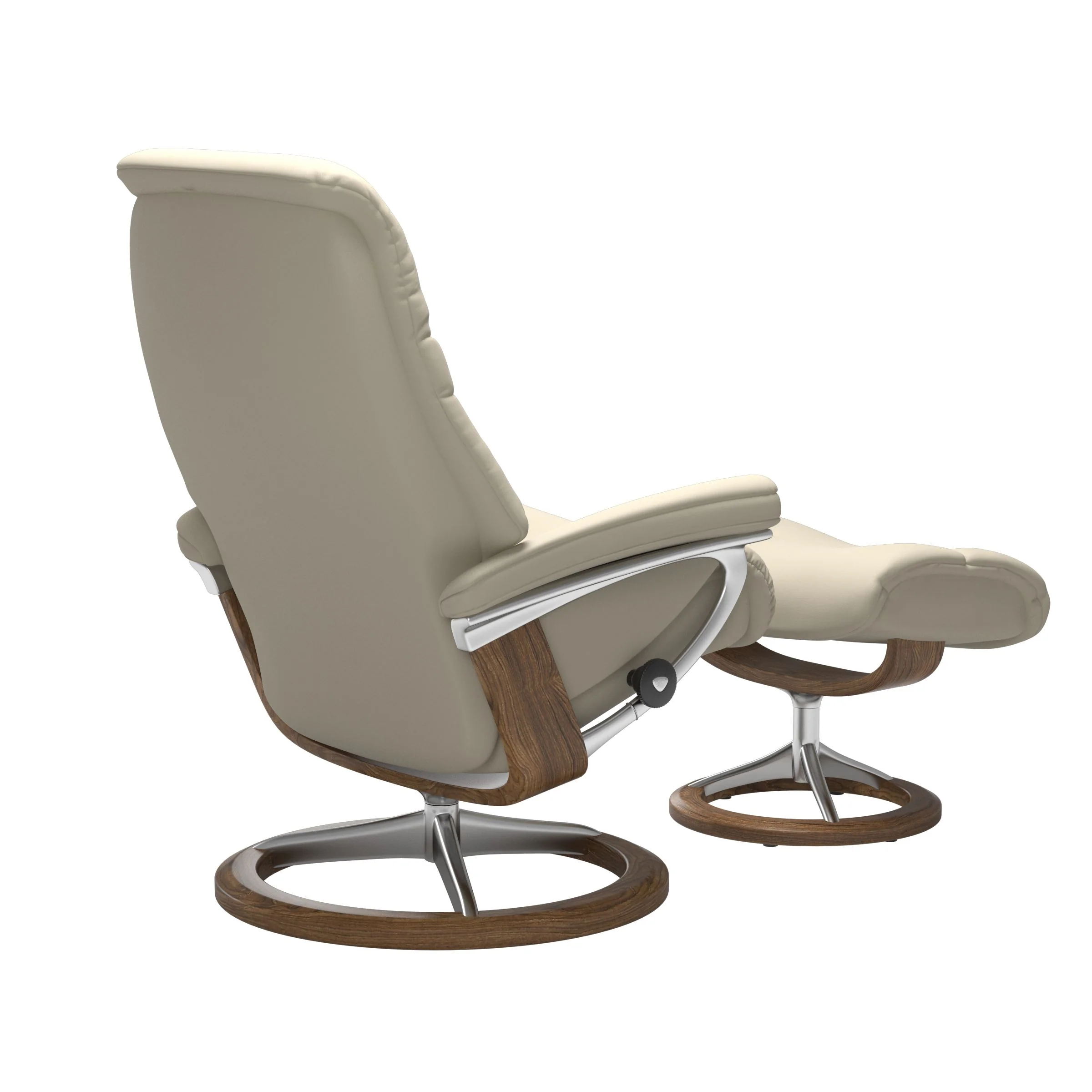 Stressless Sunrise Signature Sessel mit Hocker M Leder Batick Cream Teak Chrom