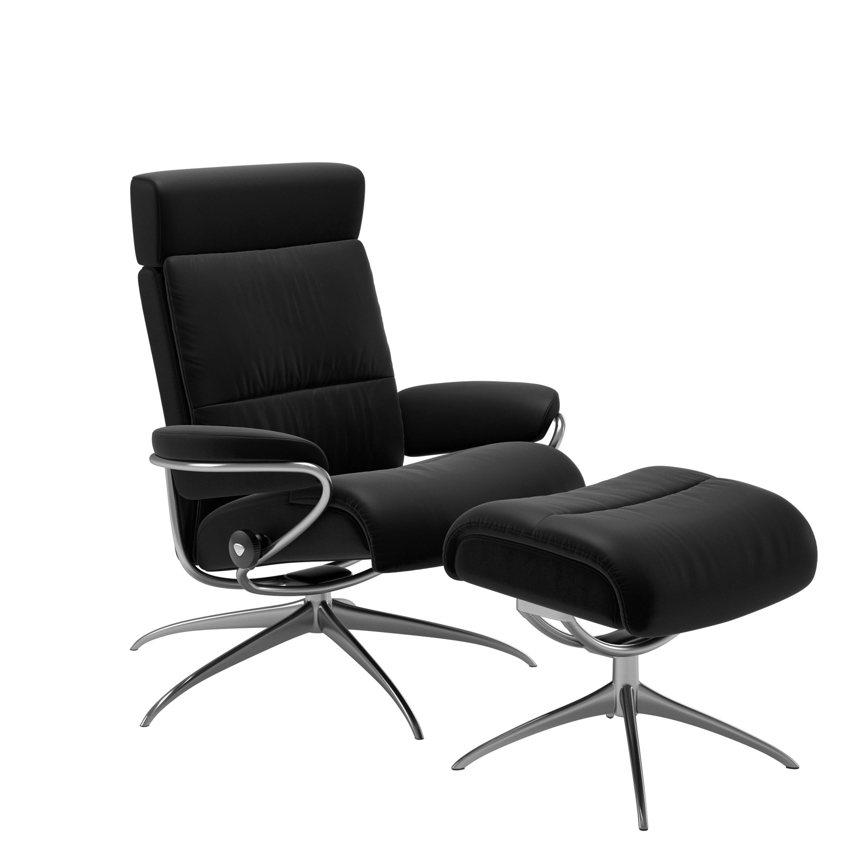 Stressless Tokyo Star-Gestell verstellbare Kopfstütze M Leder Paloma Black Chrom