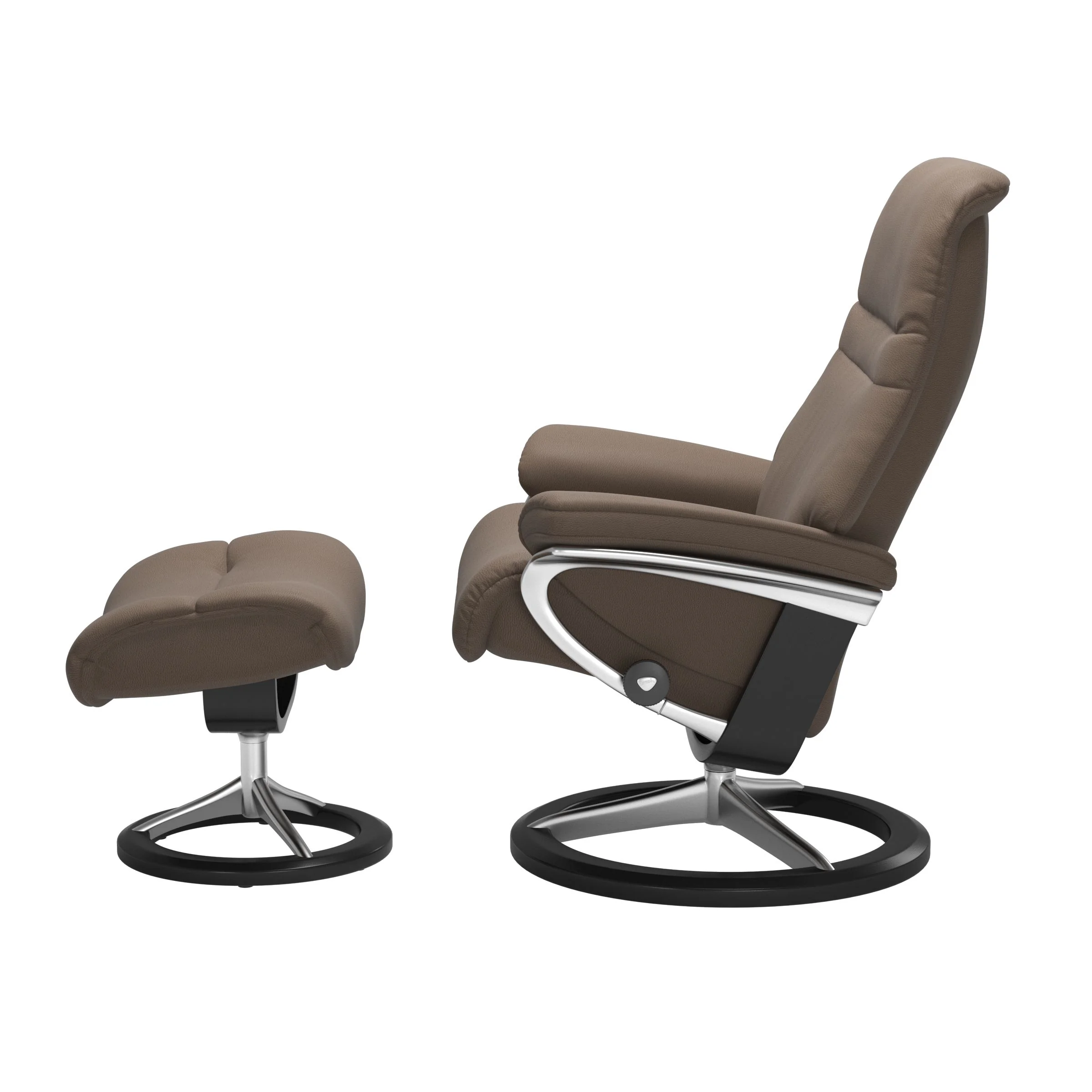 Stressless Sunrise Signature Sessel mit Hocker M Leder Batick Mole Schwarz Chrom