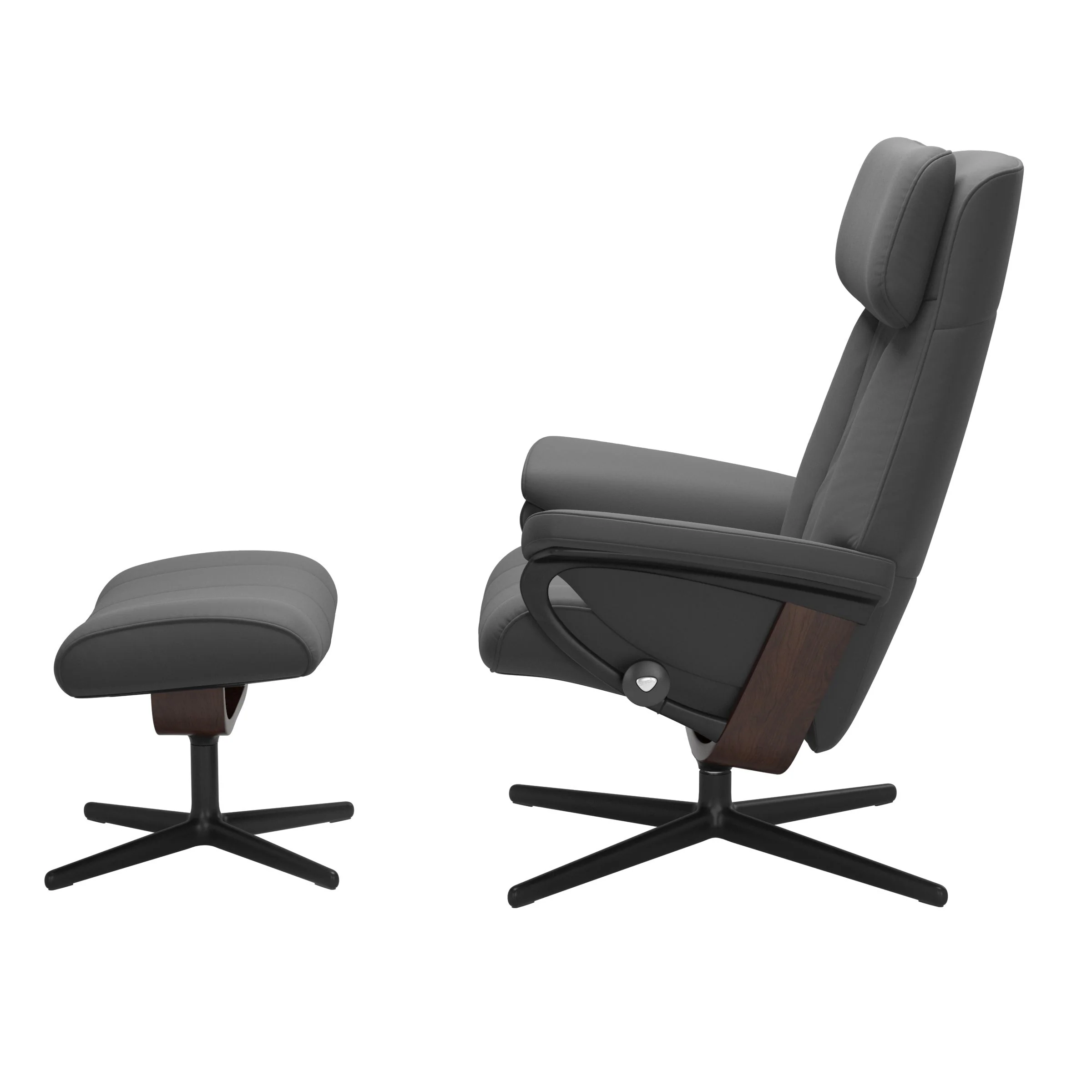 Stressless Paul Cross Sessel mit Hocker M Leder Batick Braun Mattschwarz