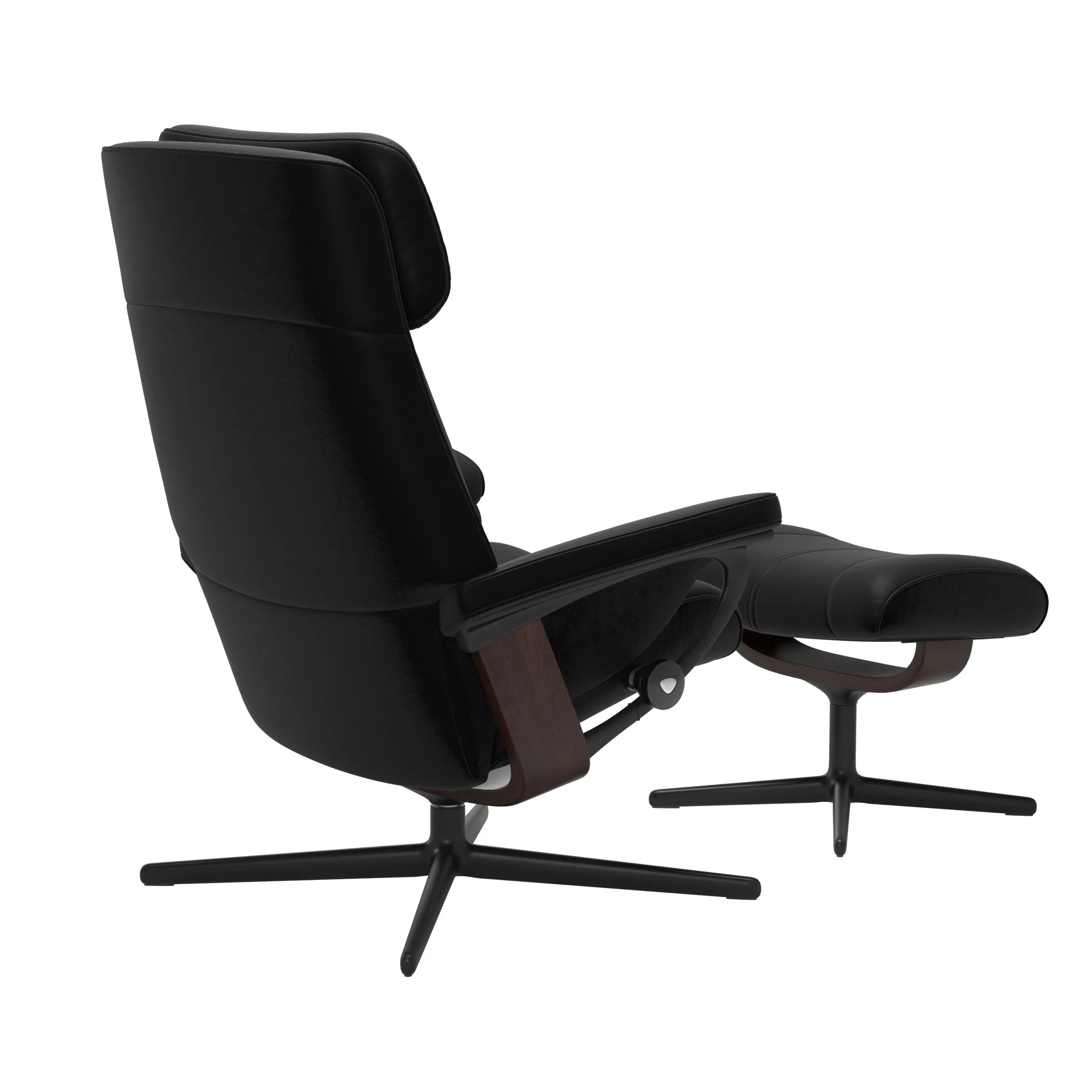 Stressless Paul Cross Sessel mit Hocker M Leder Batick Black Braun Mattschwarz