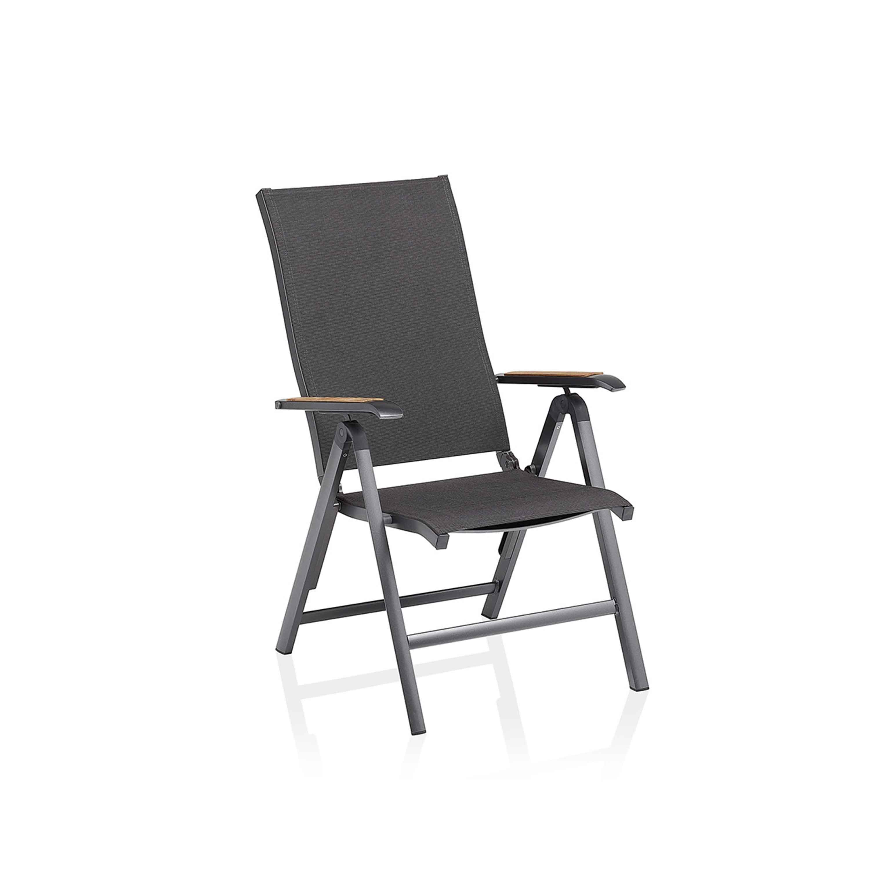 Kettler Gartensessel Diamond Multipositionssessel Armlehne Teak Anthrazit/Charcoal