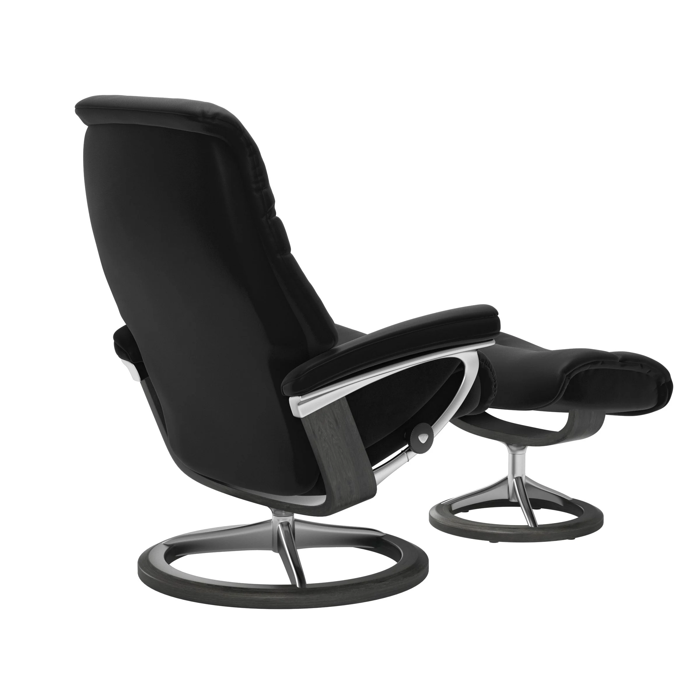 Stressless Sunrise Signature Sessel mit Hocker M Leder Paloma Black Grau Chrom