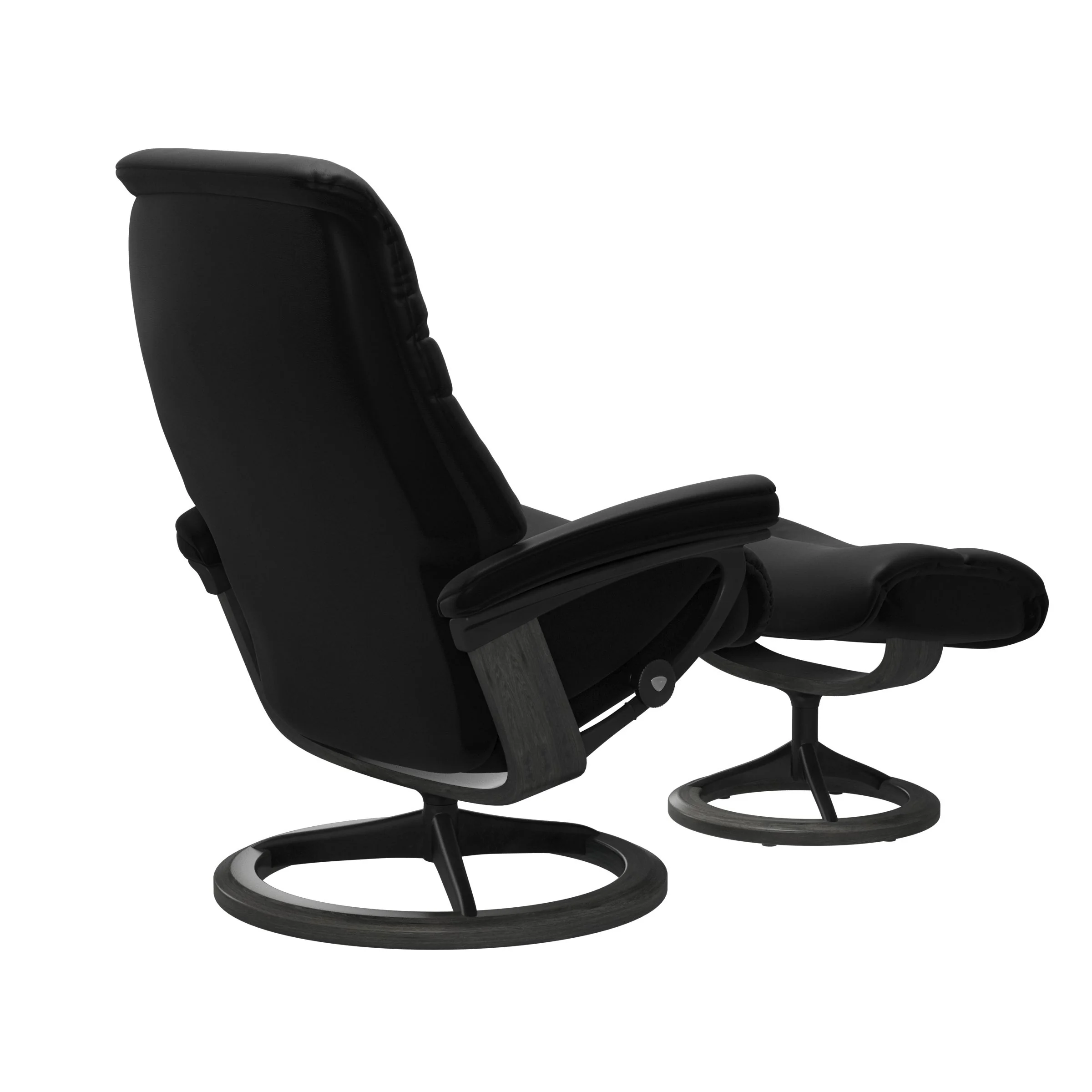 Stressless Sunrise Signature Sessel mit Hocker M Leder Batick Black Grau Mattschwarz