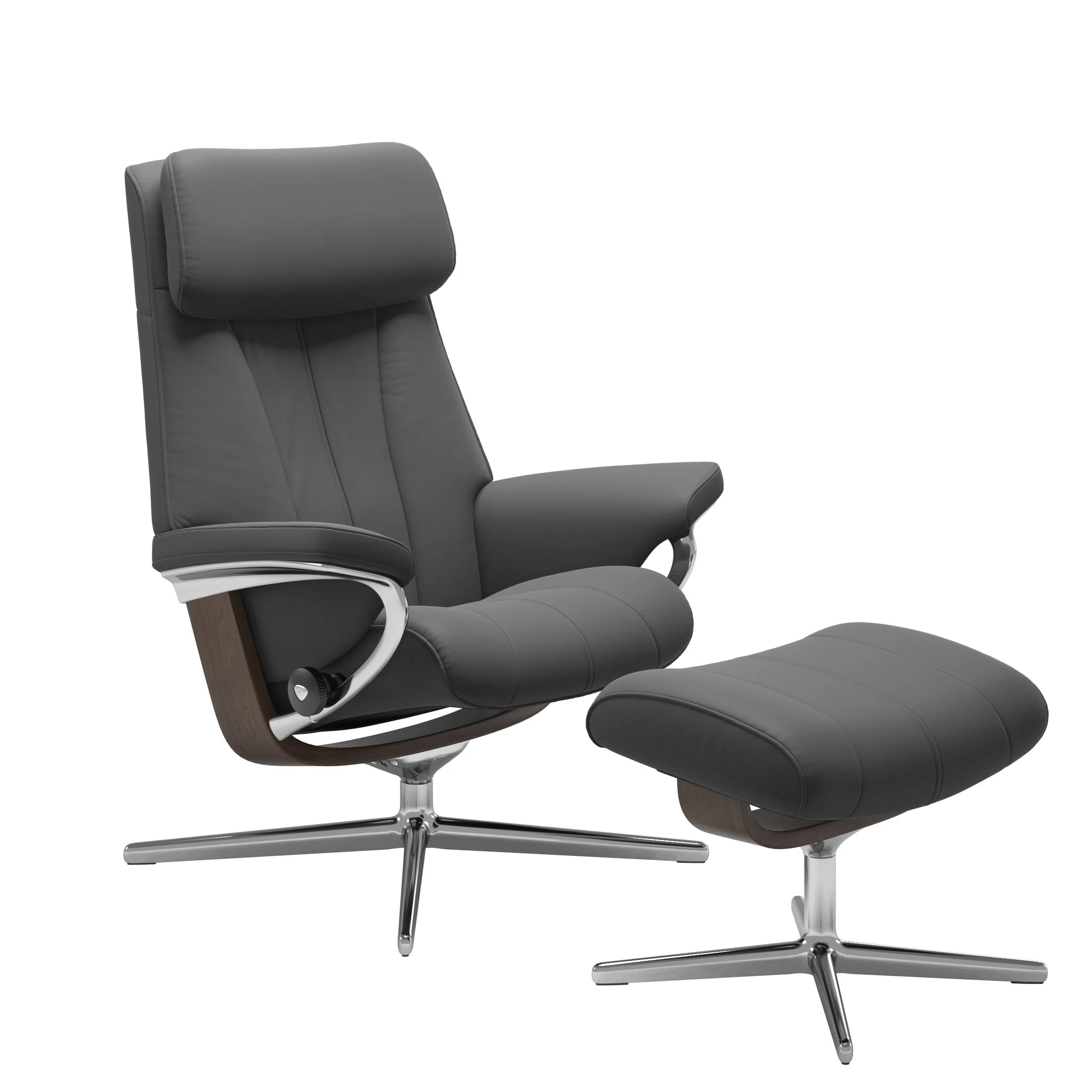 Stressless Paul Cross Sessel mit Hocker M Leder Batick Walnuss Chrom