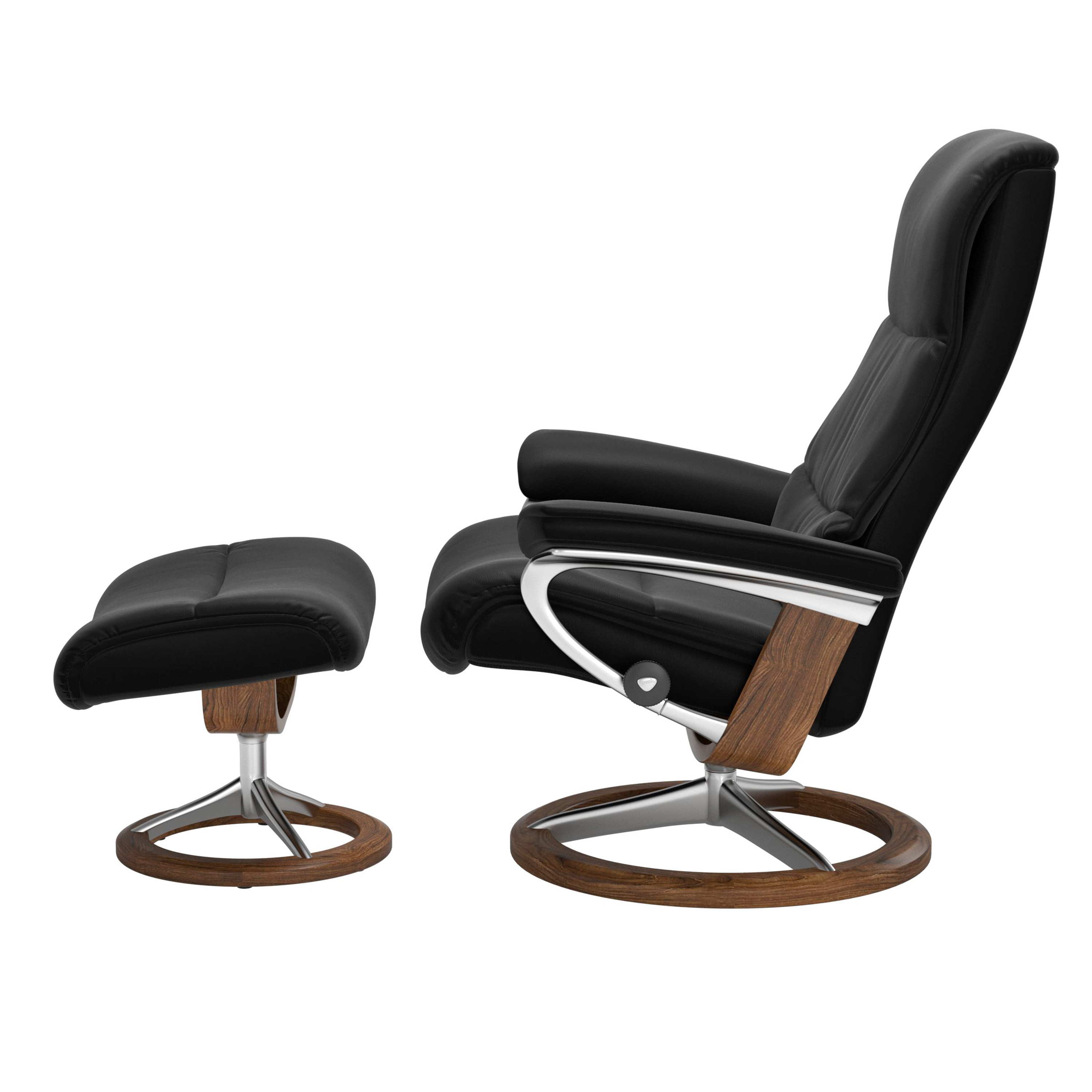 Stressless View Signature Sessel mit Hocker M Leder Paloma Black Teak Chrom