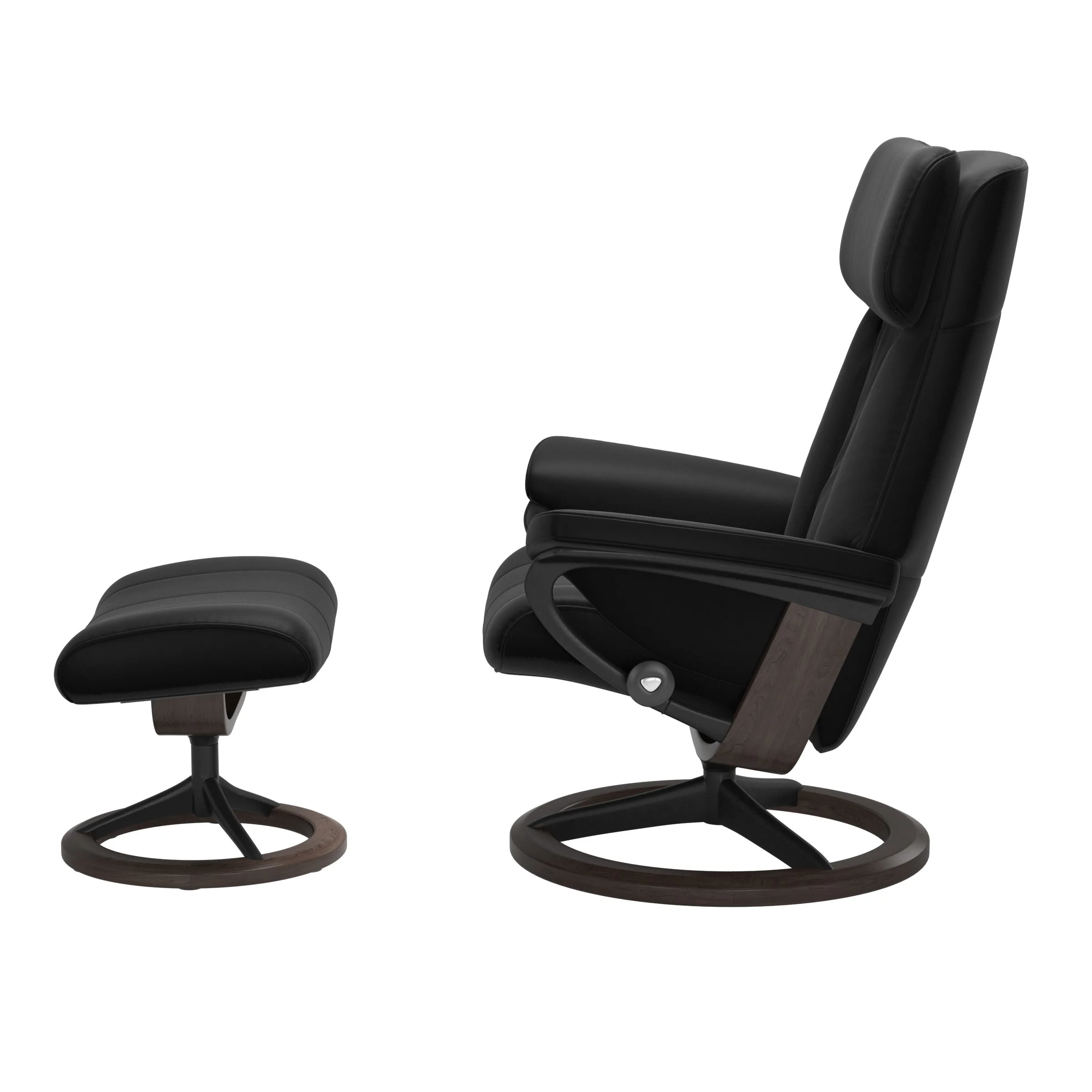 Stressless Paul Signature Sessel mit Hocker M Leder Batick Black Wenge Mattschwarz