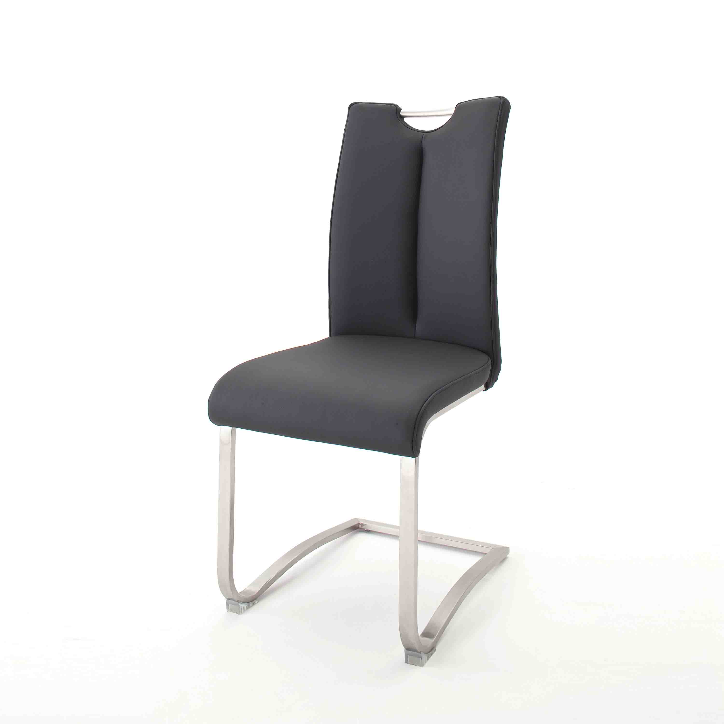 MCA Furniture Schwingstuhl Artos Echtleder 2er-Set mit Griffloch Schwarz
