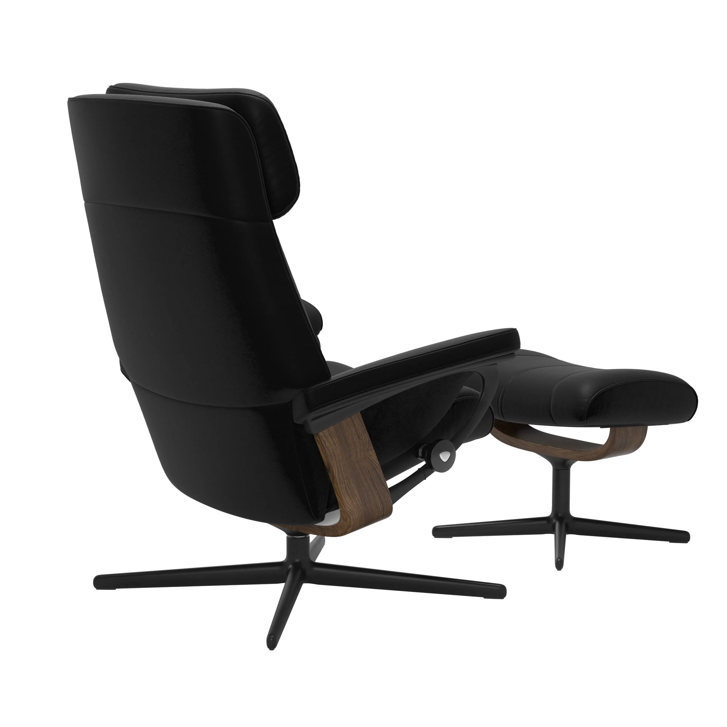 Stressless Paul Cross Sessel mit Hocker M Leder Batick Black Teak Mattschwarz