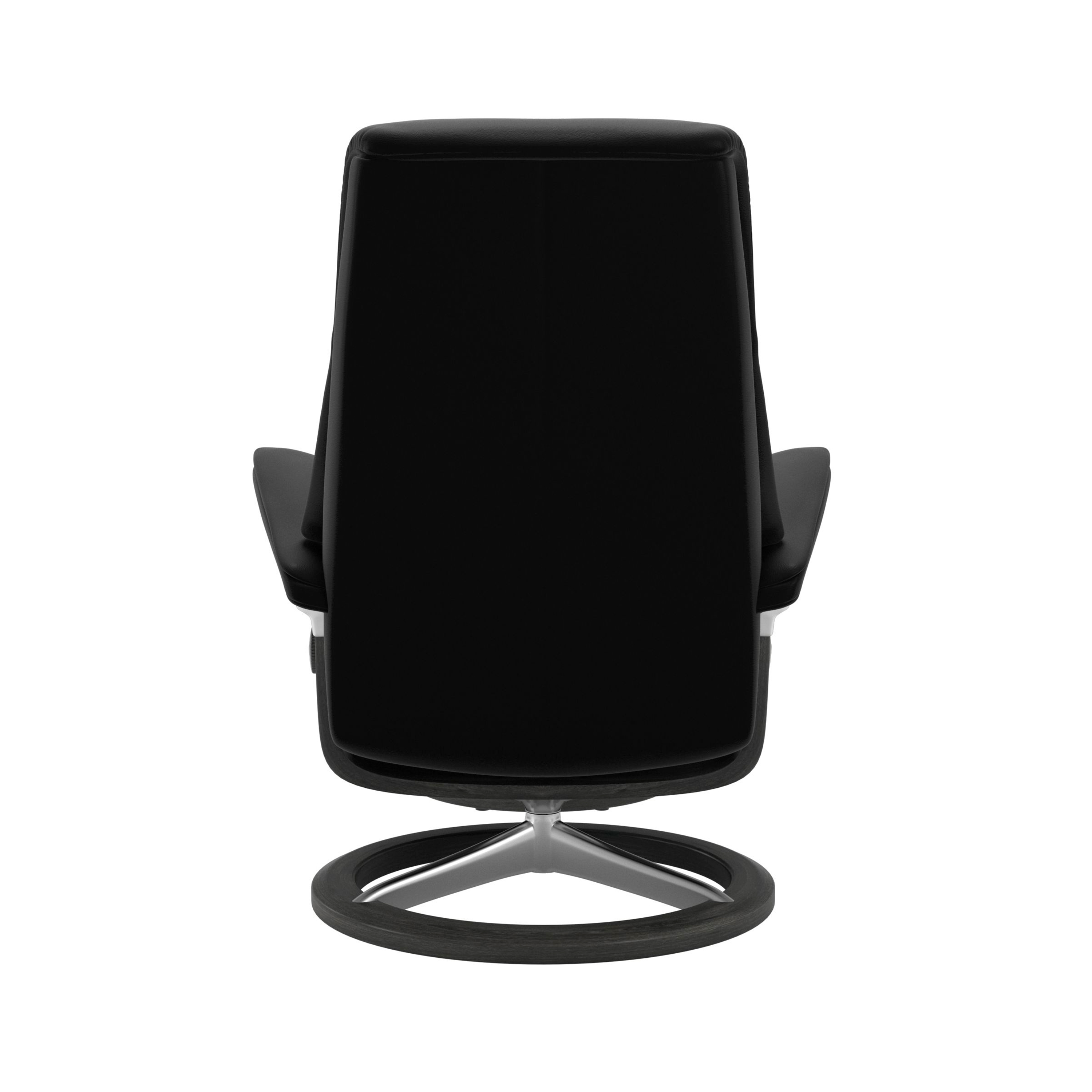 Stressless View Signature Sessel mit Hocker M Leder Paloma Black Grau Chrom