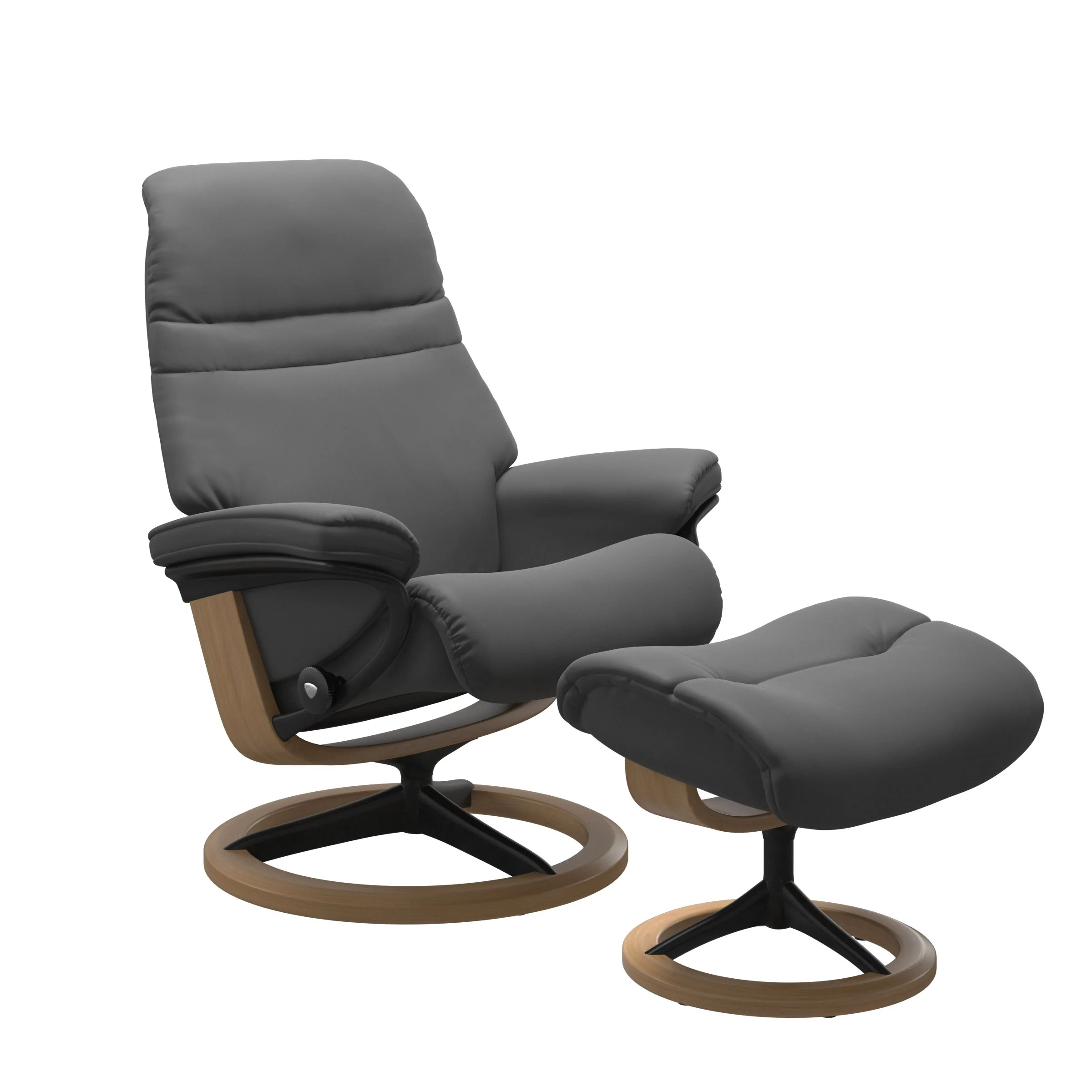 Stressless Sunrise Signature Sessel mit Hocker M Leder Batick Eiche Mattschwarz