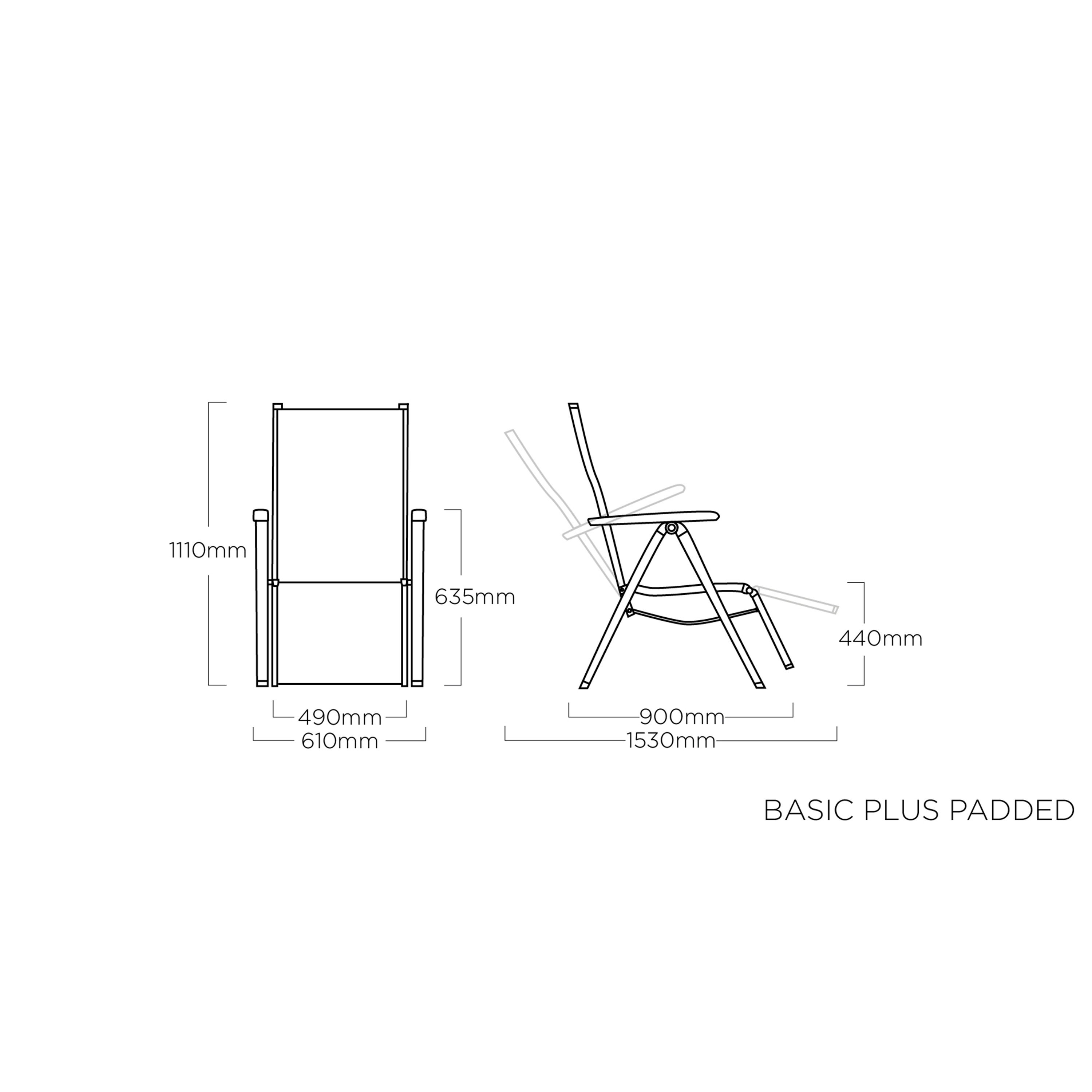 Kettler Gartensessel Basic Plus Padded Relaxsessel Silber/Anthrazit