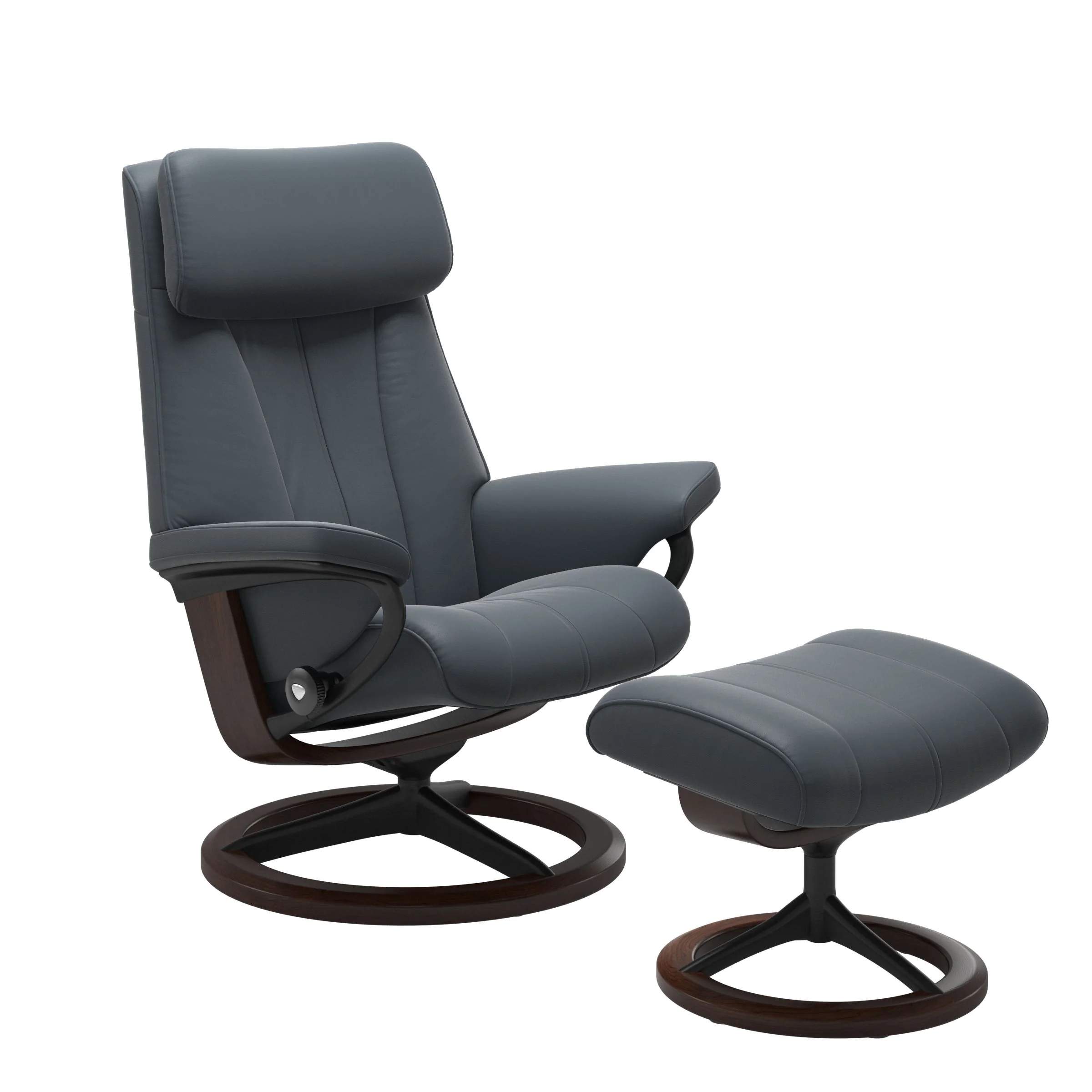 Stressless Paul Signature Sessel mit Hocker M Leder Batick Braun Mattschwarz