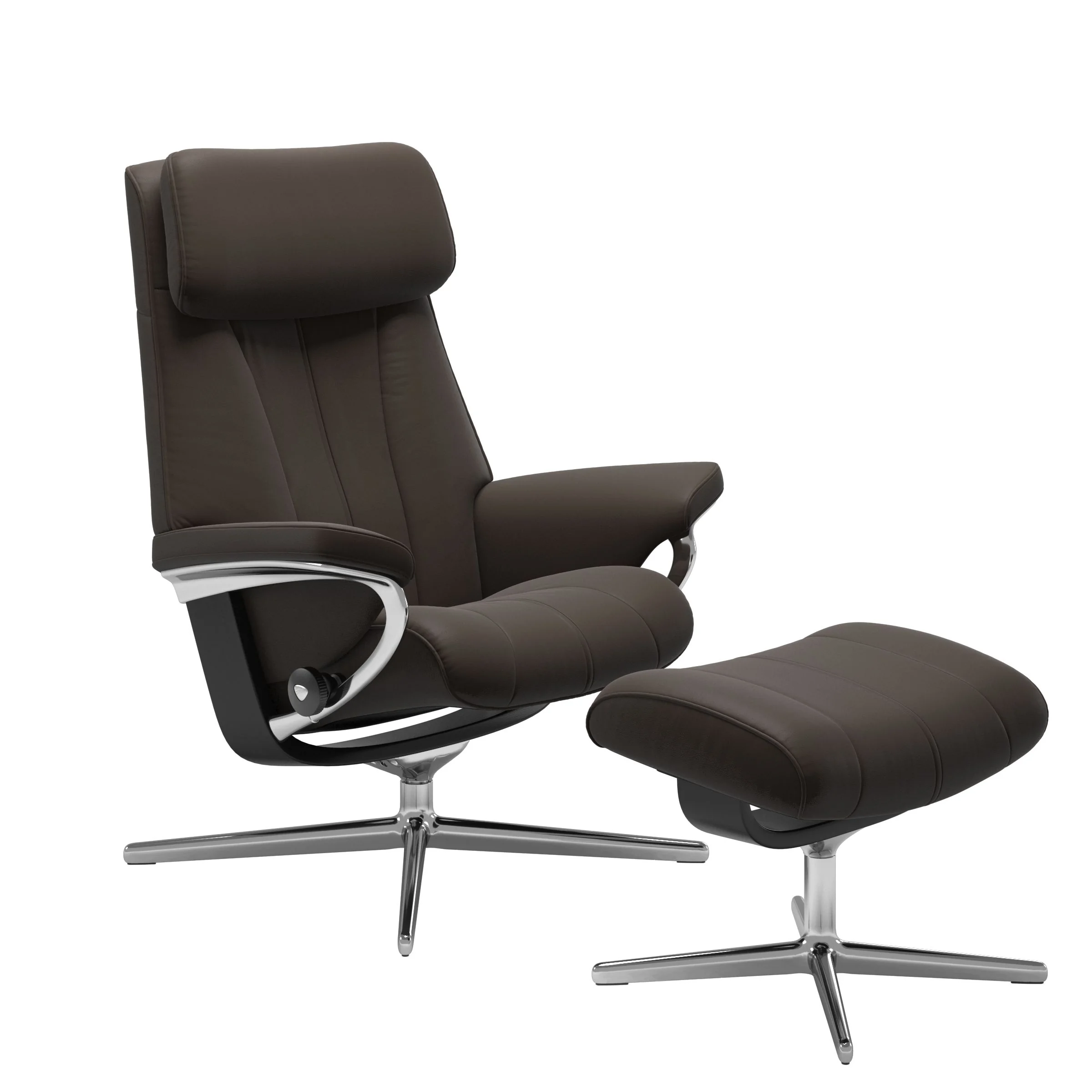 Stressless Paul Cross Sessel mit Hocker M Leder Batick Schwarz Chrom