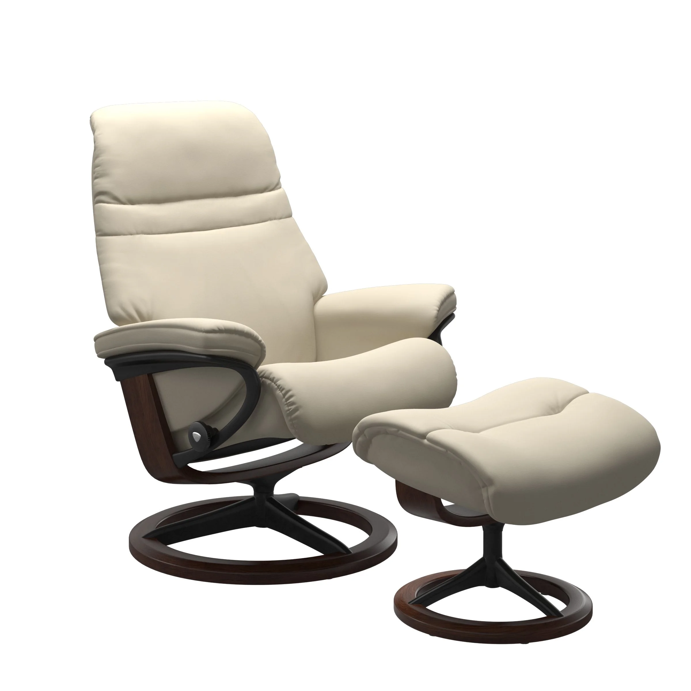 Stressless Sunrise Signature Sessel mit Hocker M Leder Batick Cream Braun Mattschwarz