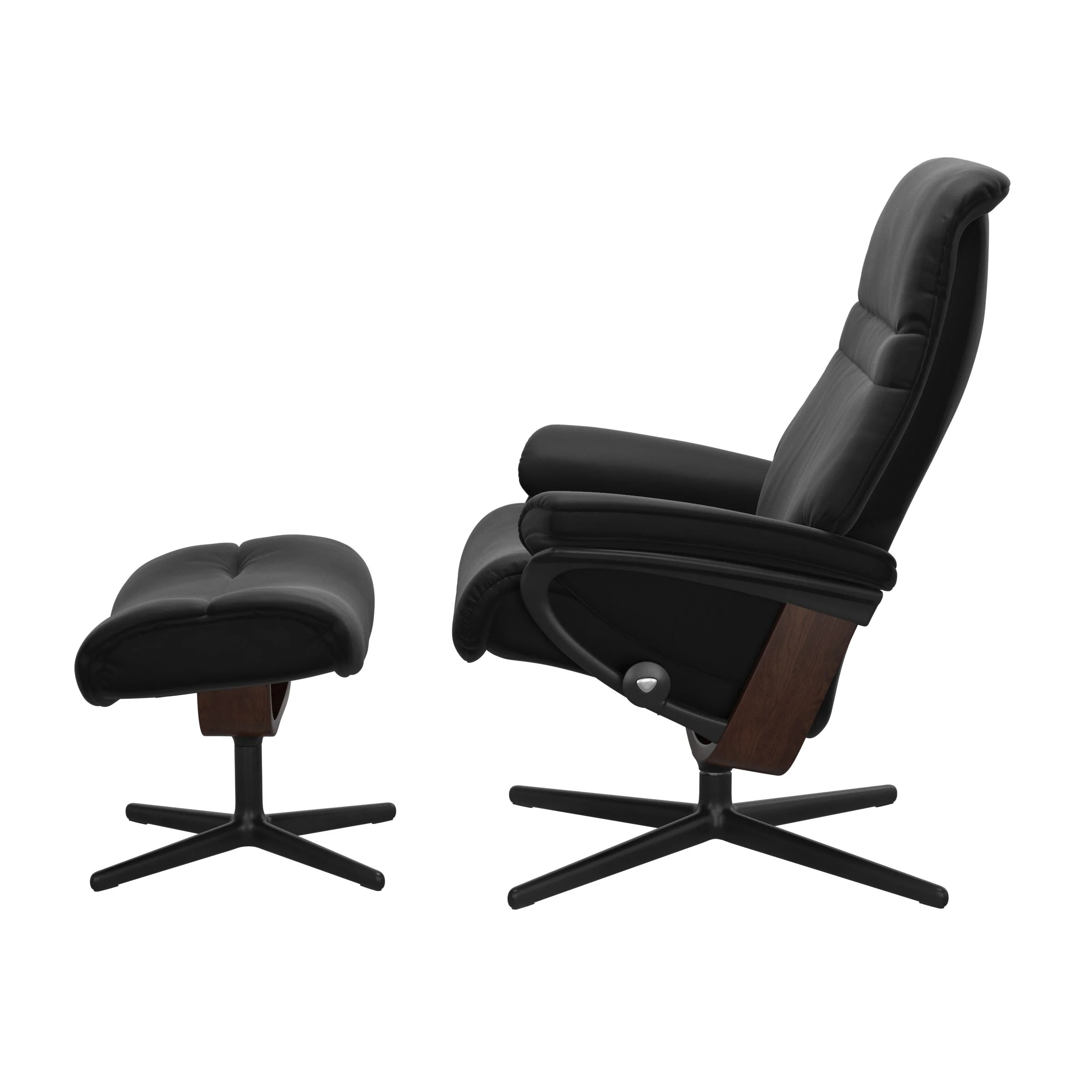 Stressless Sunrise Cross Sessel mit Hocker M Leder Paloma Black Braun Mattschwarz