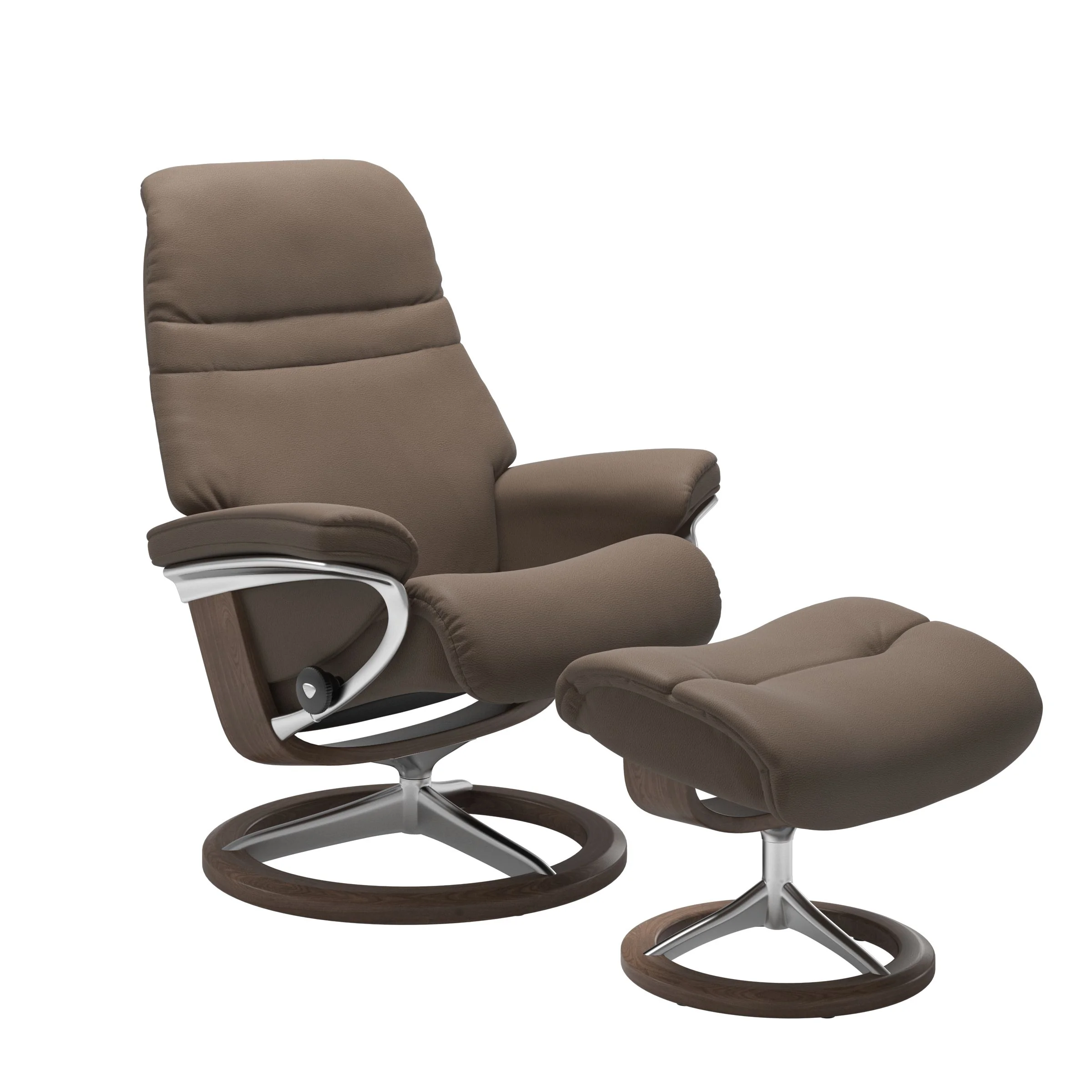 Stressless Sunrise Signature Sessel mit Hocker M Leder Batick Mole Walnuss Chrom