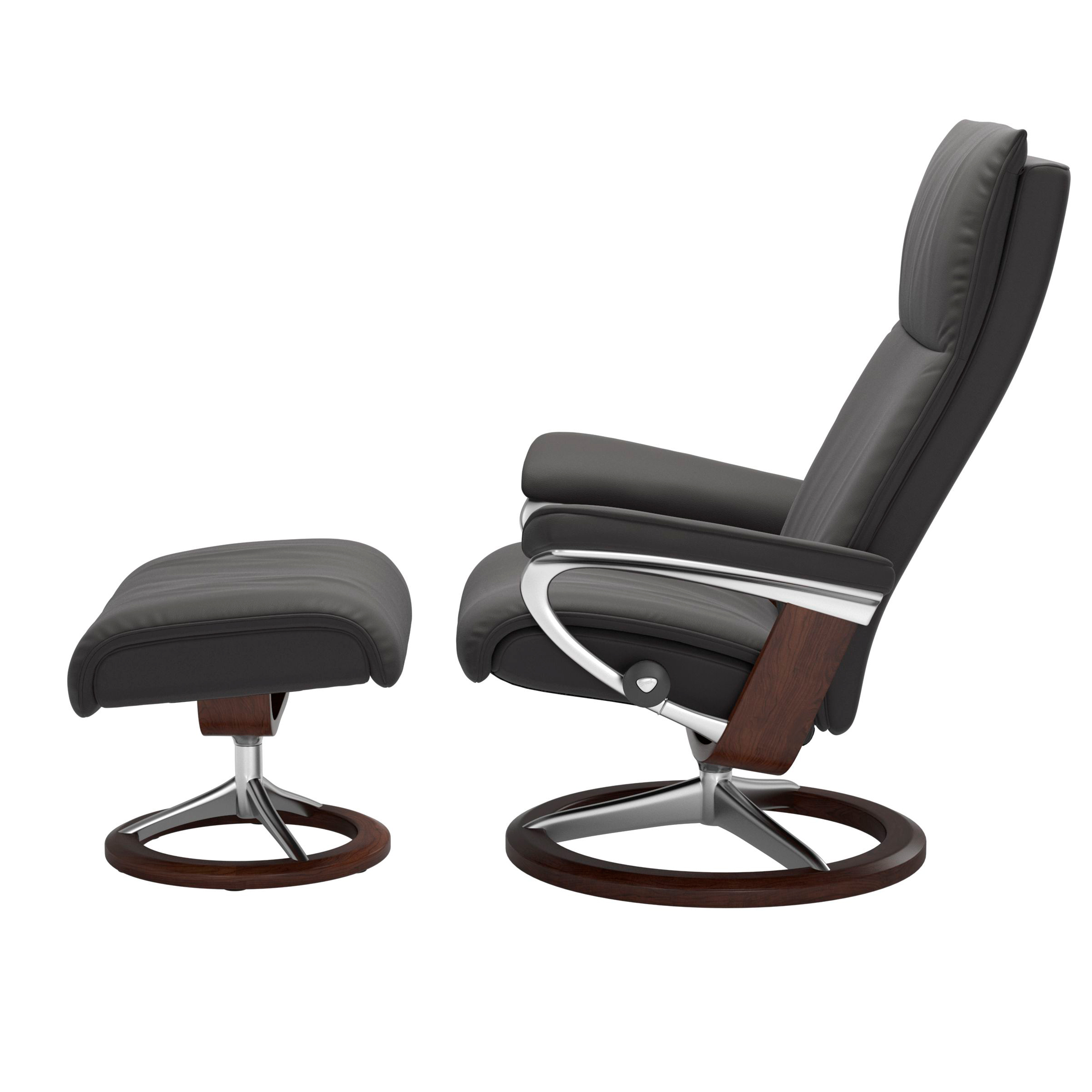 Stressless Aura Signature Sessel mit Hocker M Leder Paloma Rock Braun Chrom