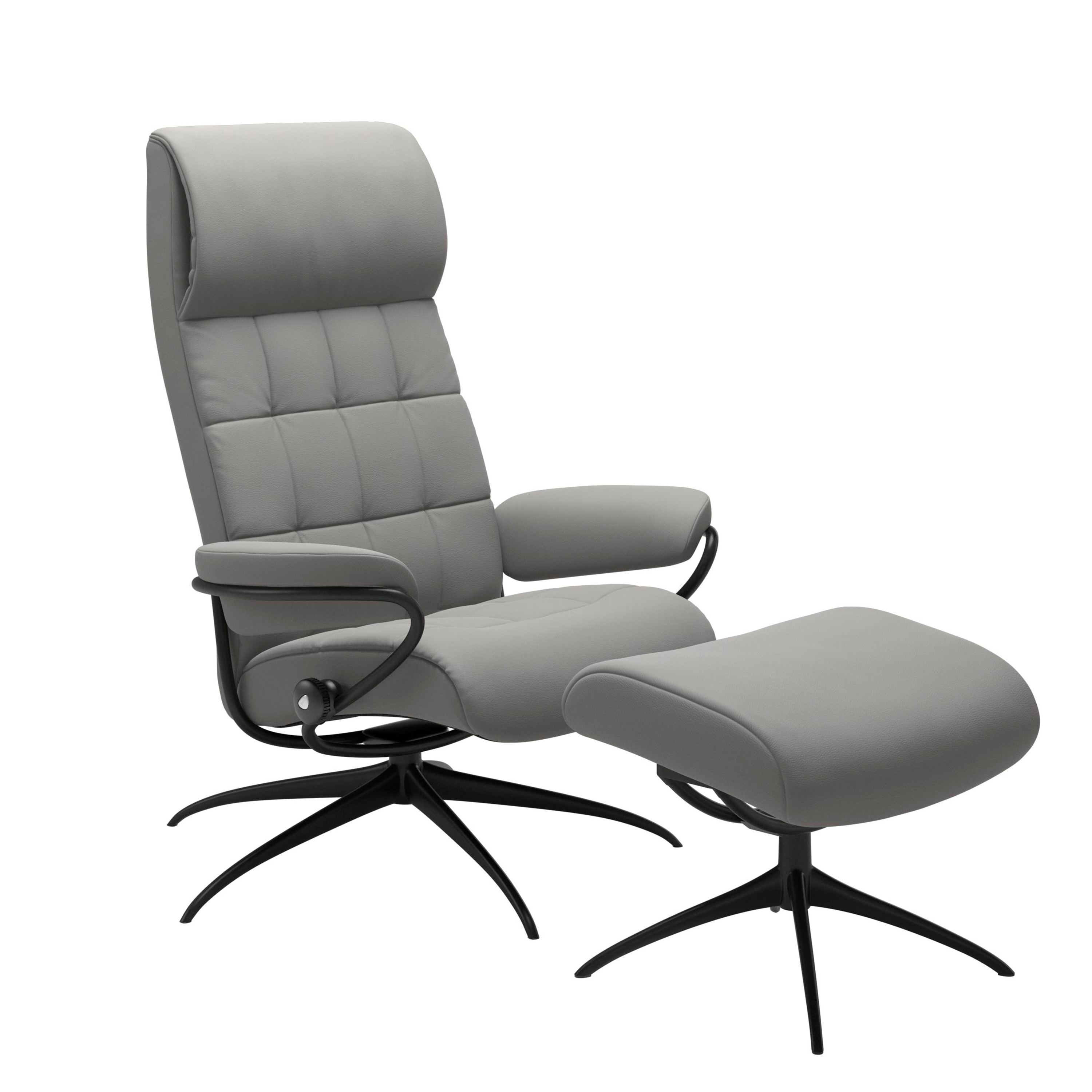 Stressless London High Back M Leder Paloma Silver Grey Mattschwarz
